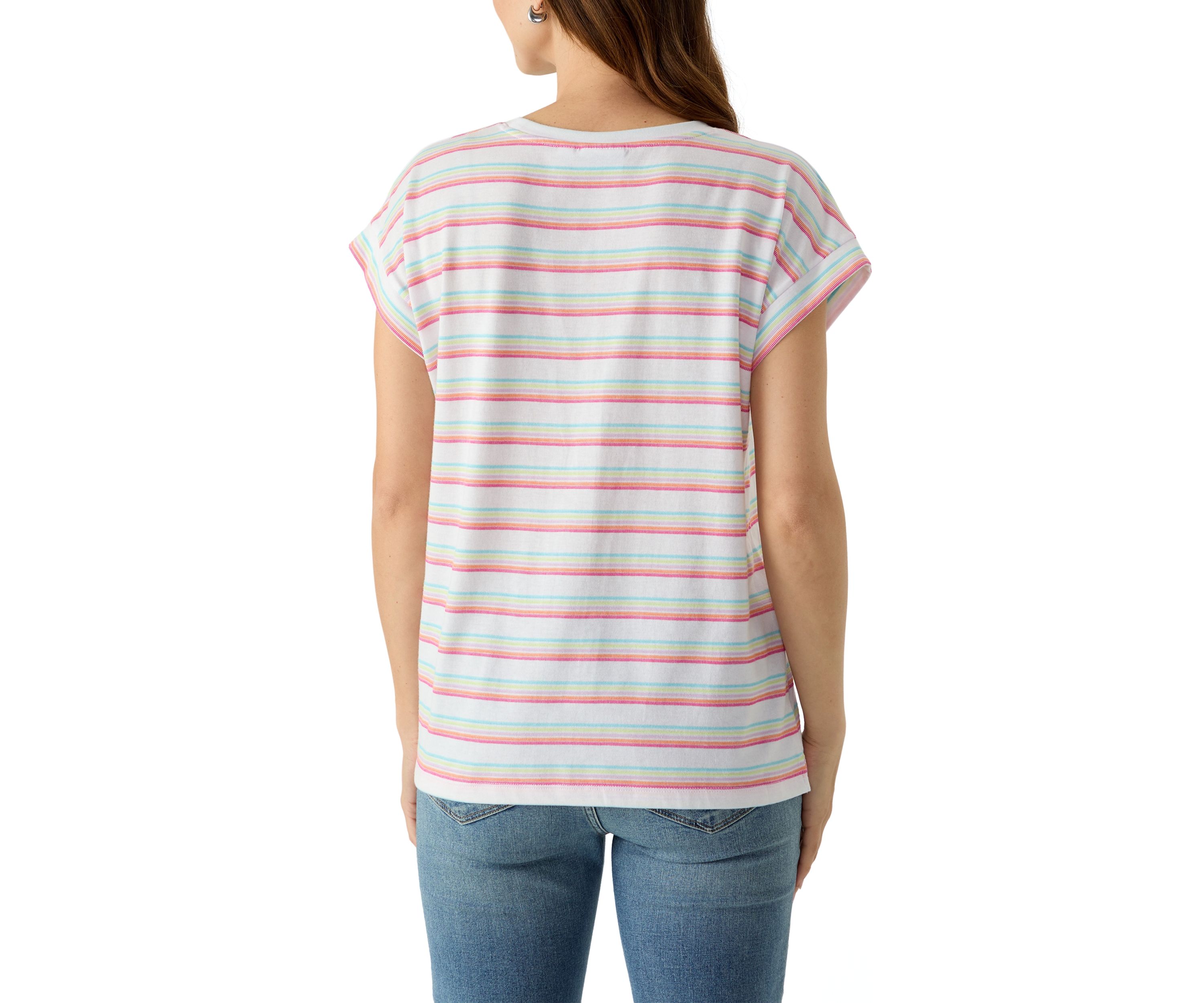 Womens Short Sleeve Texture Stripe T-Shirt