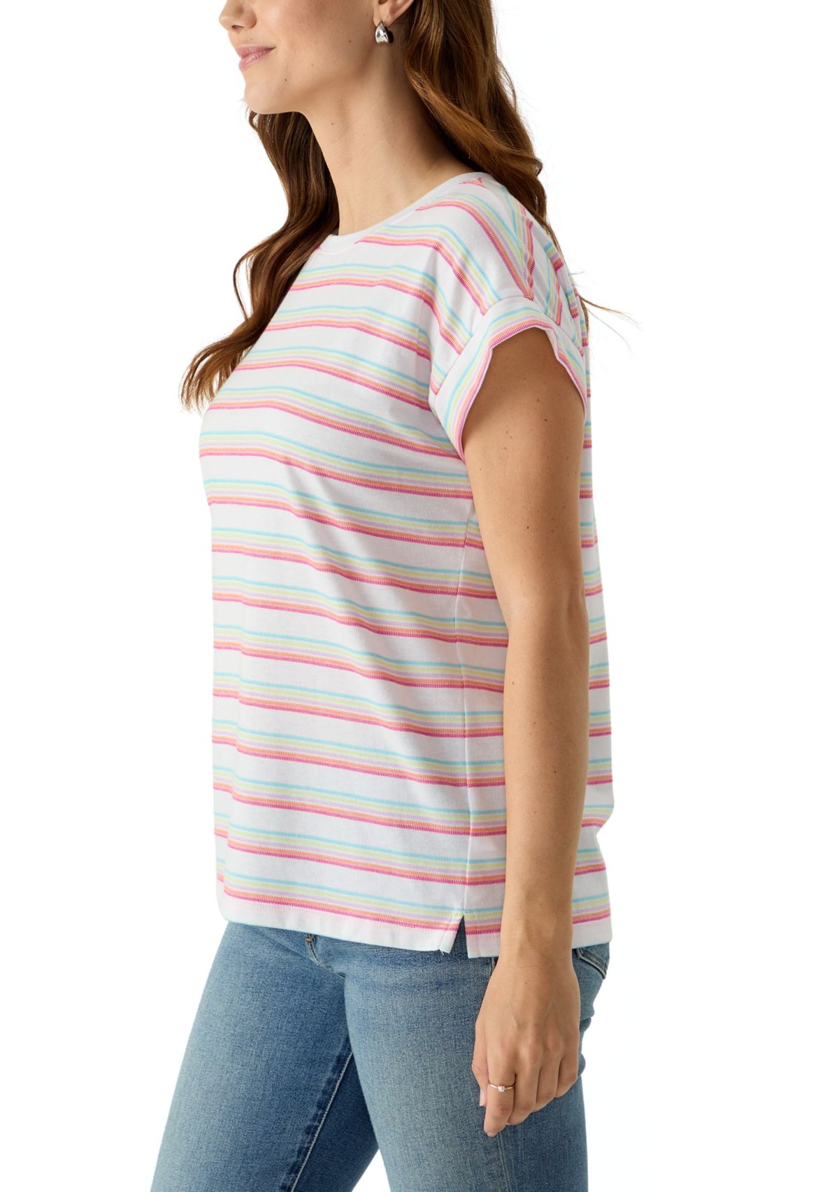 Womens Short Sleeve Texture Stripe T-Shirt