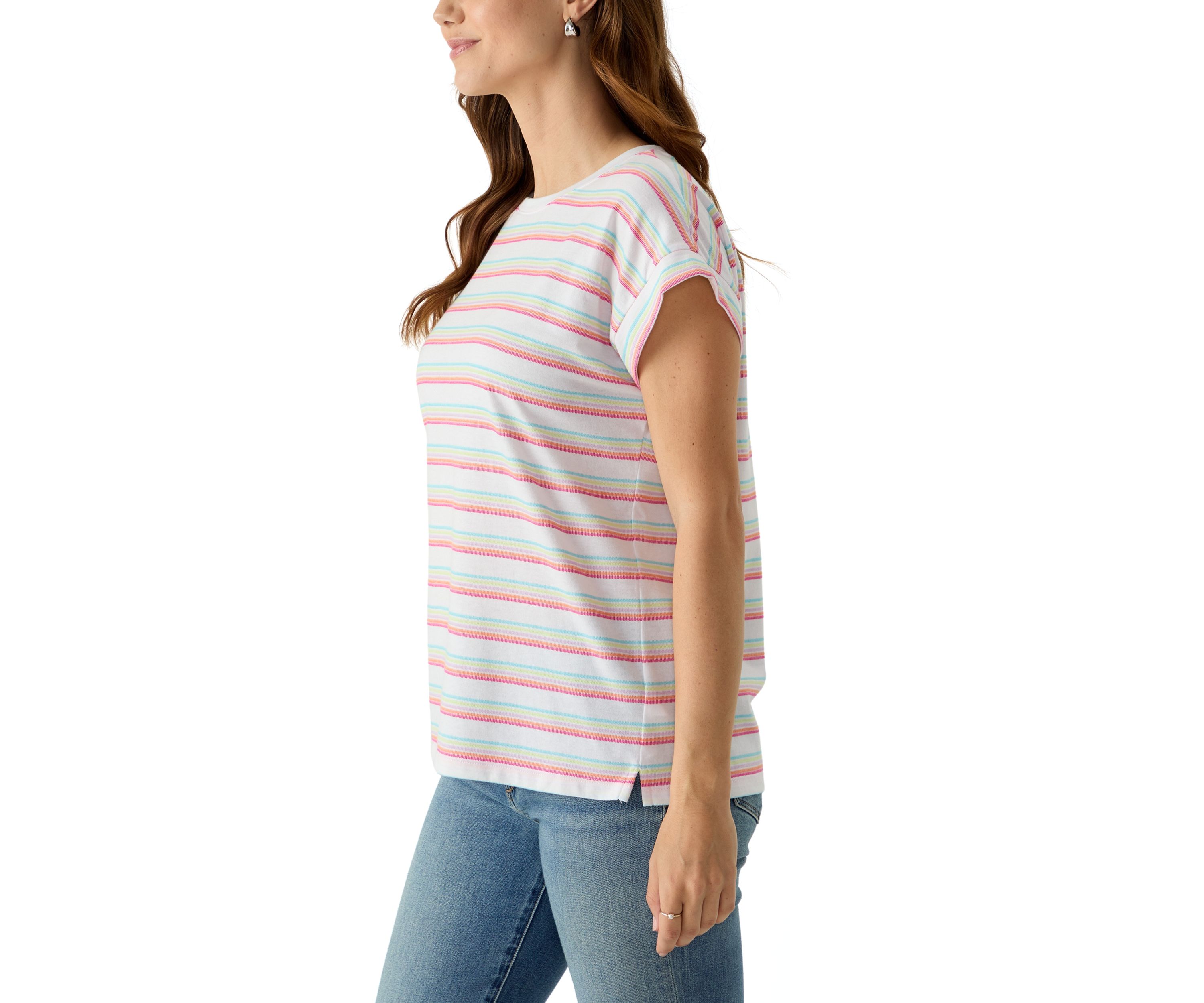 Womens Short Sleeve Texture Stripe T-Shirt