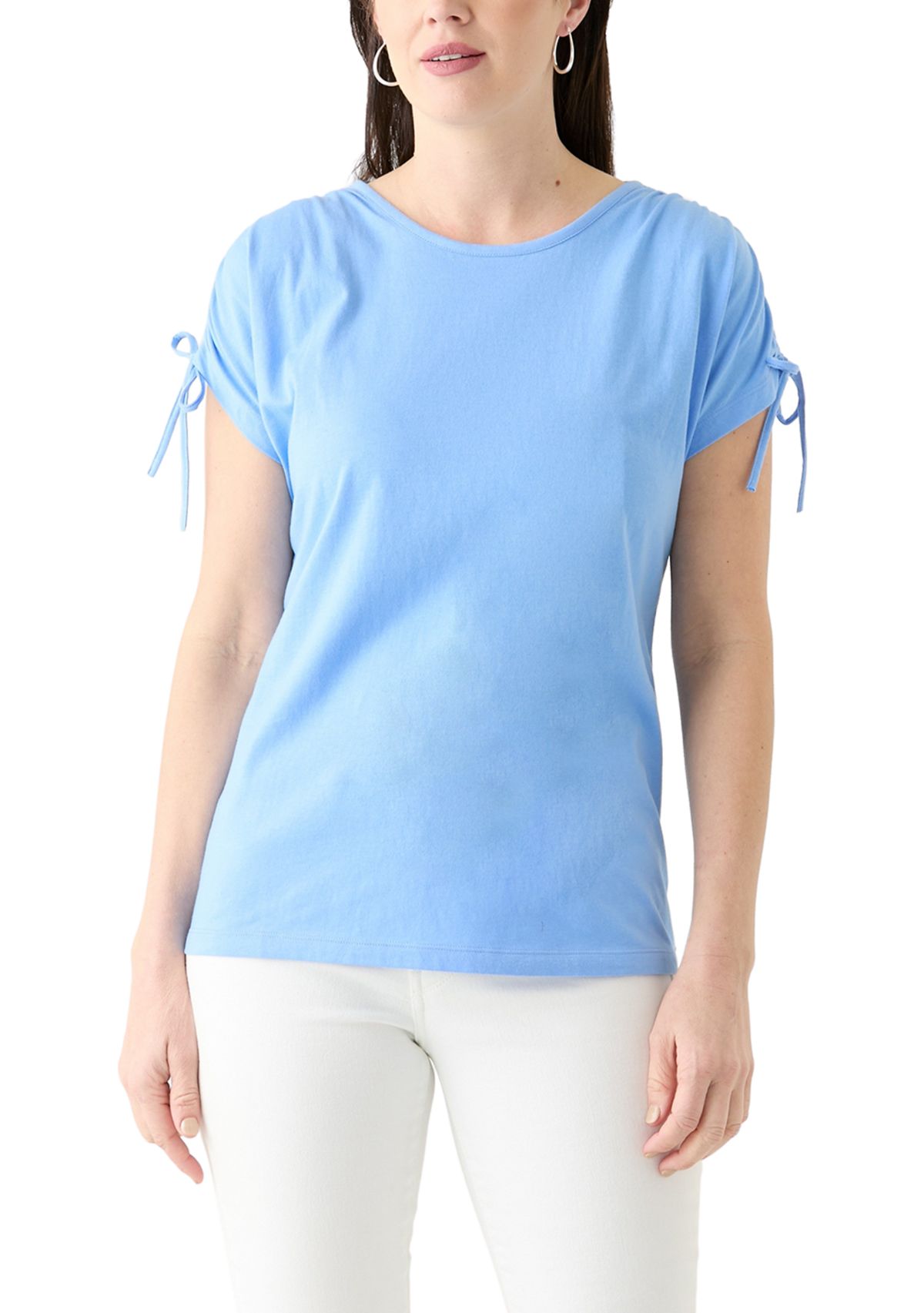 Womens Ruched Tie Sleeve Top