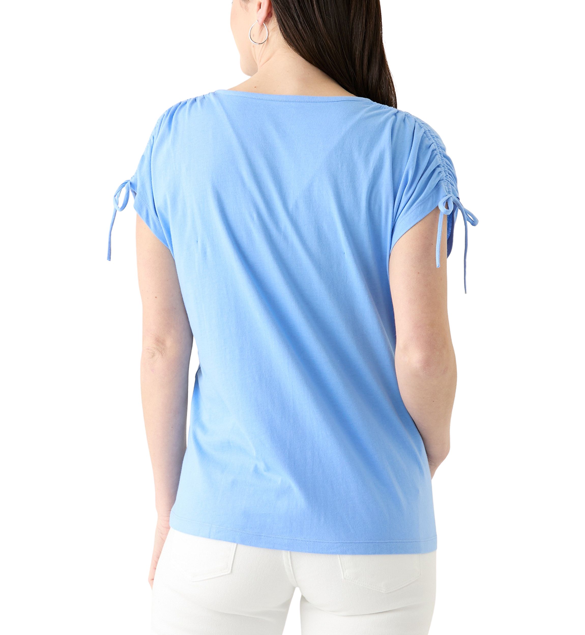 Womens Ruched Tie Sleeve Top