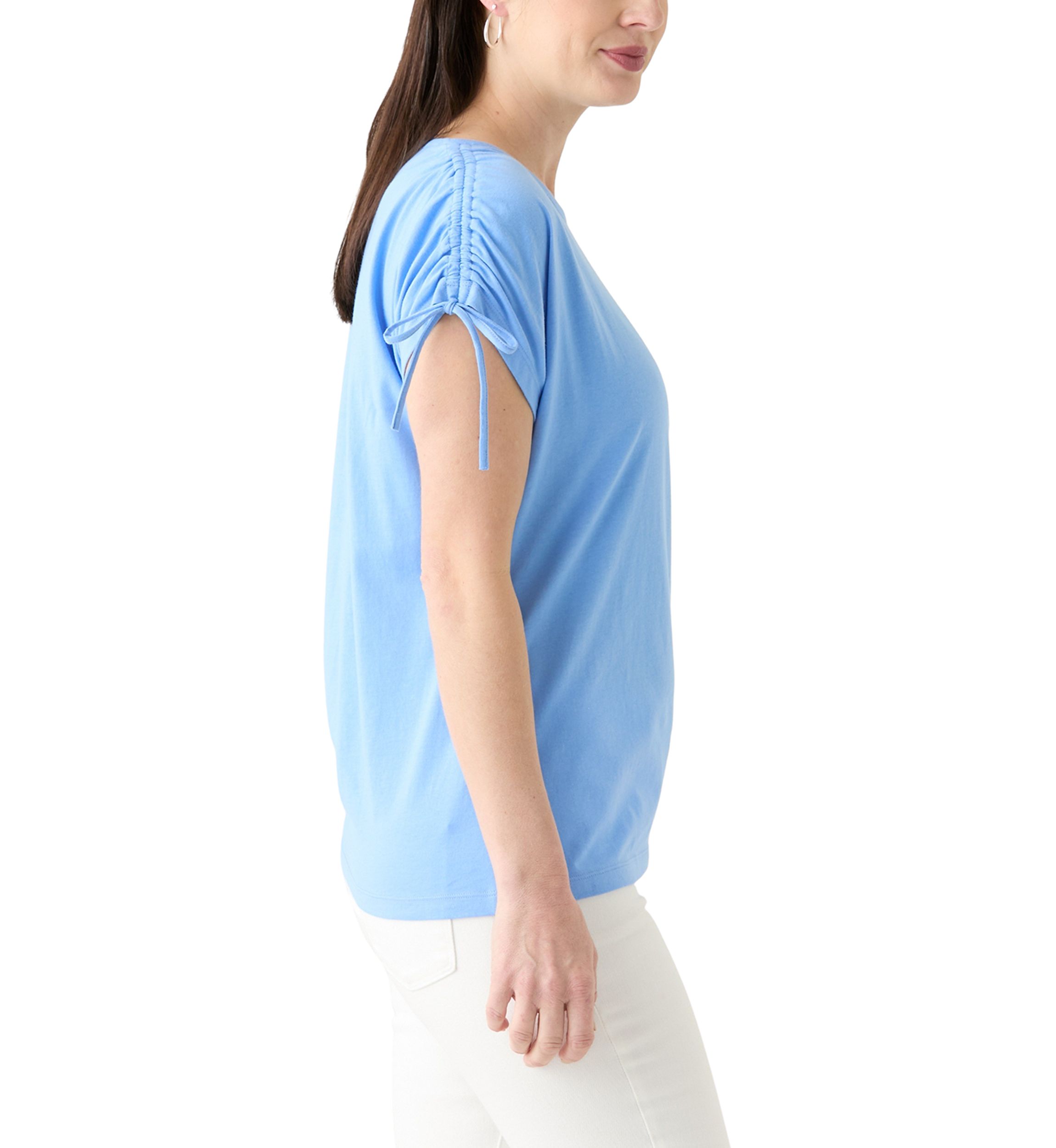 Womens Ruched Tie Sleeve Top