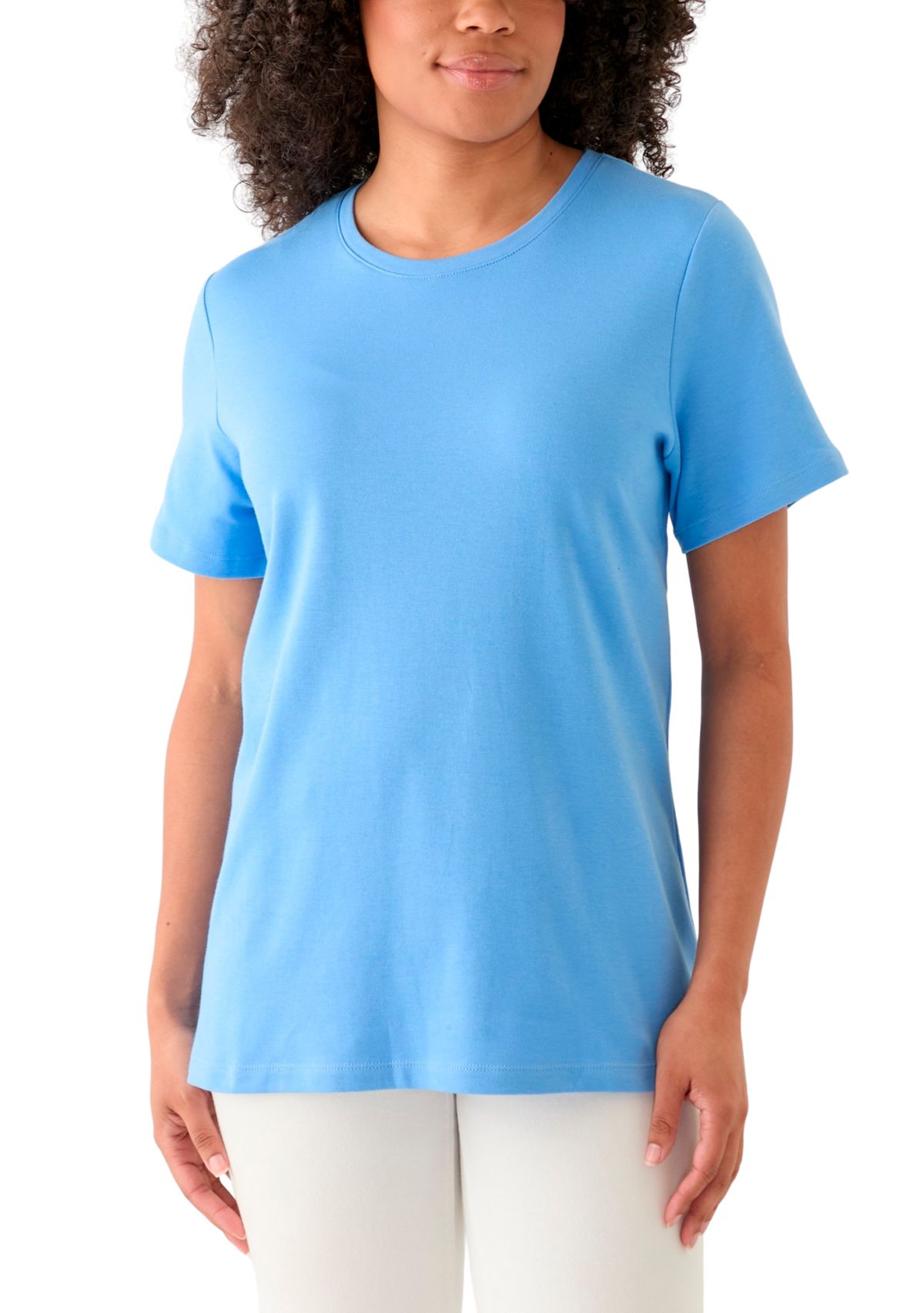 Womens Solid Crew Neck T-Shirt