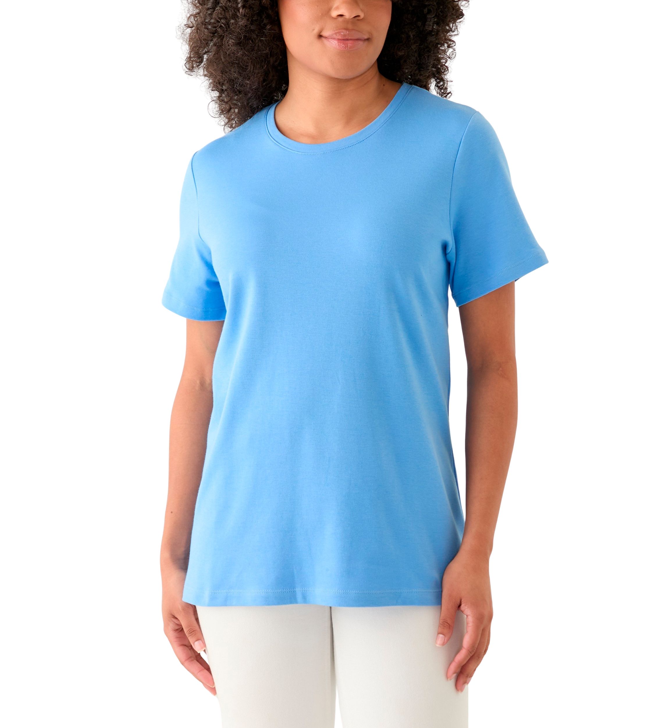 Womens Solid Crew Neck T-Shirt