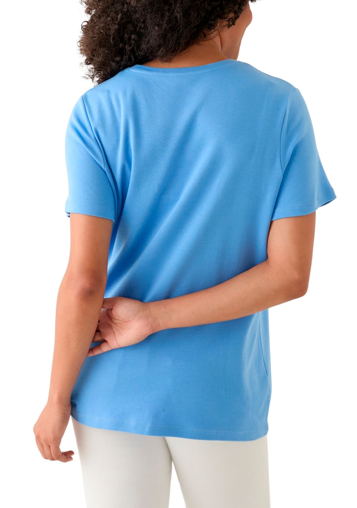 Womens Solid Crew Neck T-Shirt