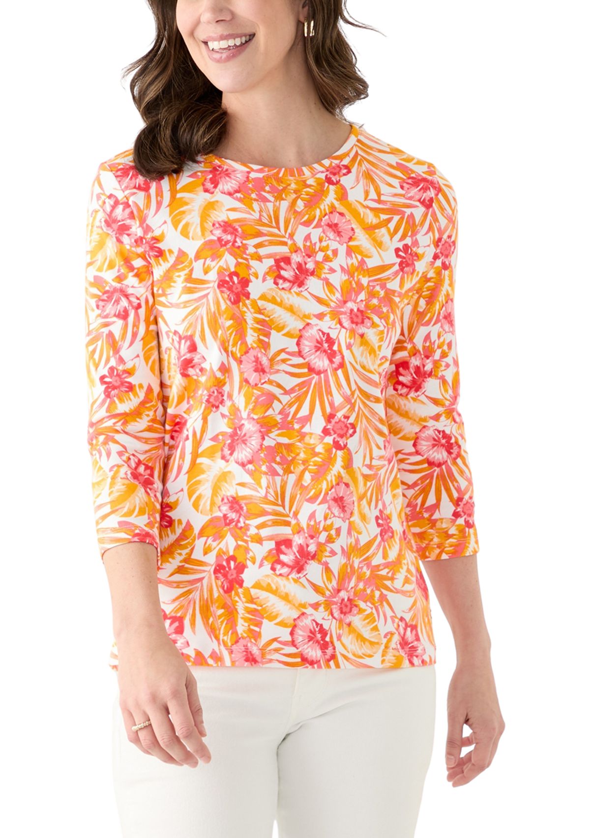 Womens 3/4 Sleeve Scenic Print T-Shirt