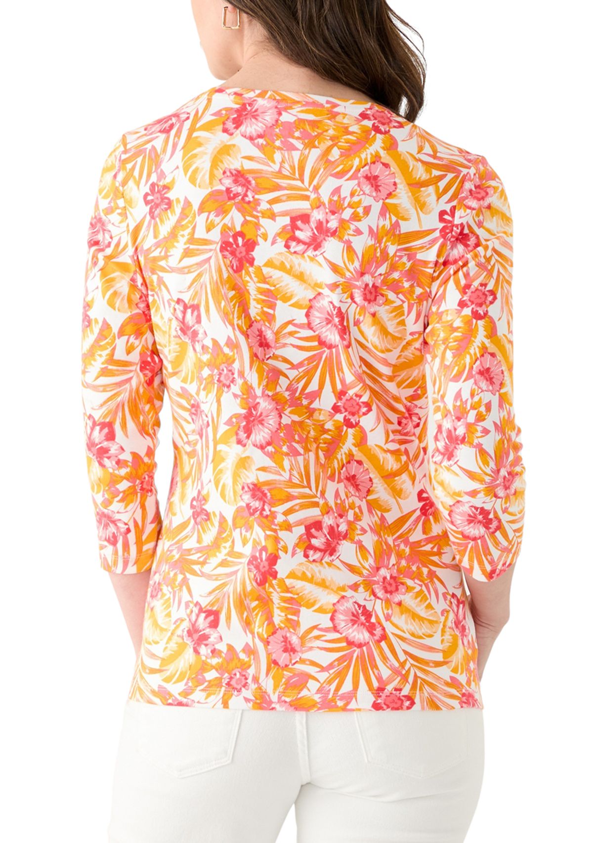 Womens 3/4 Sleeve Scenic Print T-Shirt