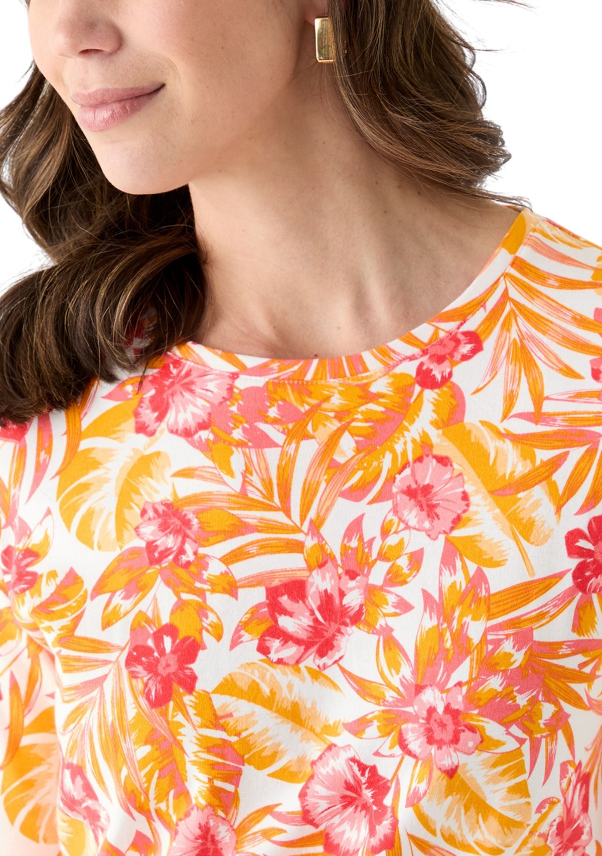 Womens 3/4 Sleeve Scenic Print T-Shirt