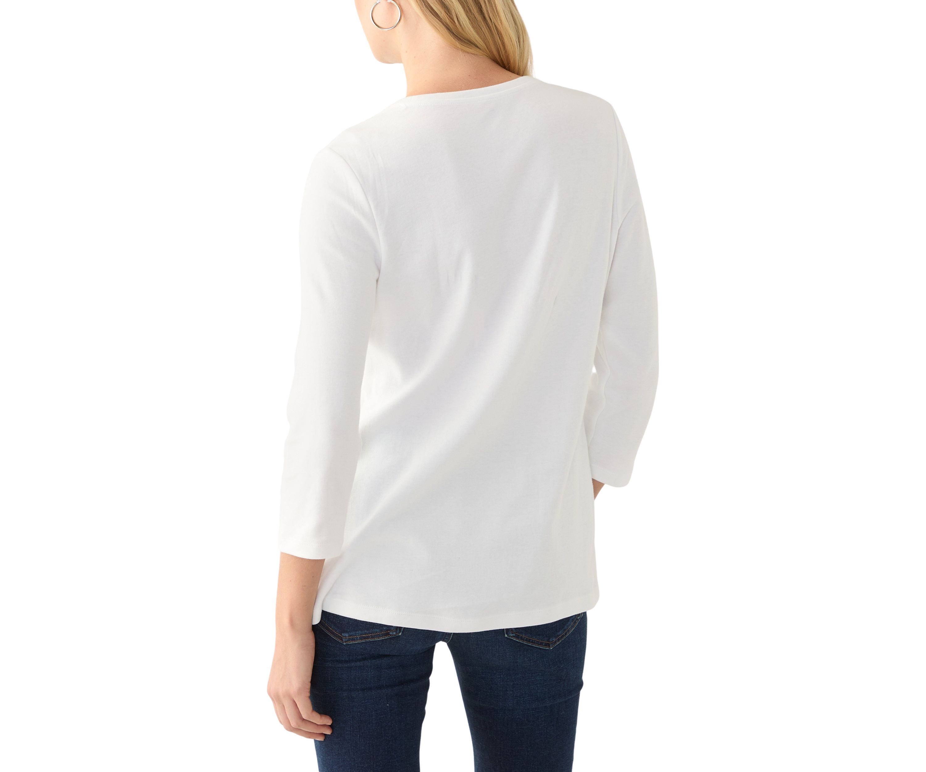 Womens 3/4 Sleeve Crew Neck Graphic T-Shirt