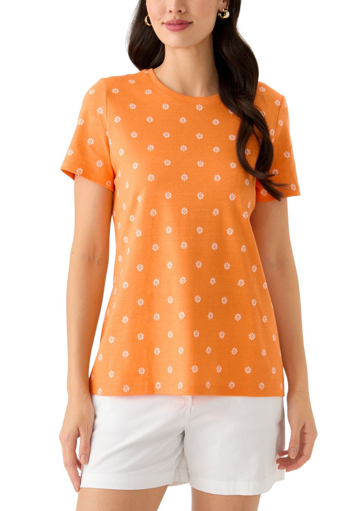 Womens Short Sleeve Crew Neck Printed T-Shirt