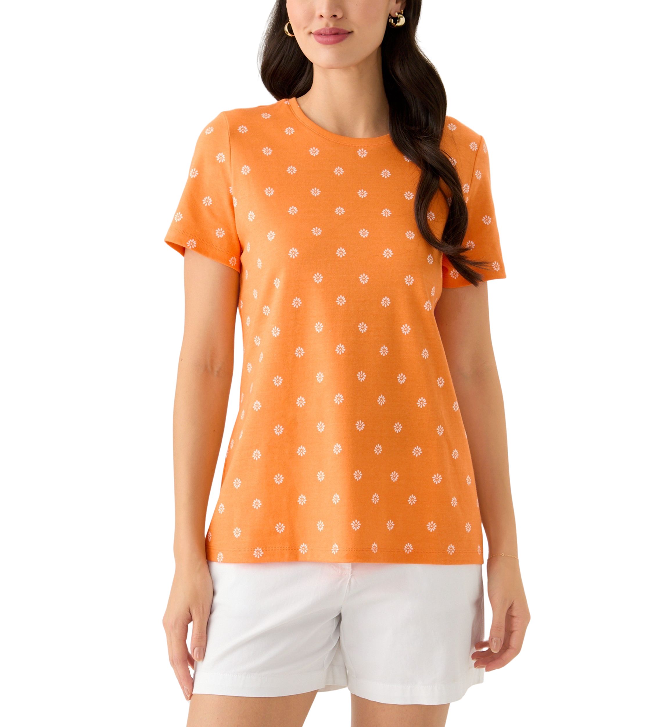Womens Short Sleeve Crew Neck Printed T-Shirt