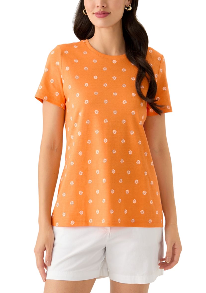 Womens Short Sleeve Crew Neck Printed T-Shirt