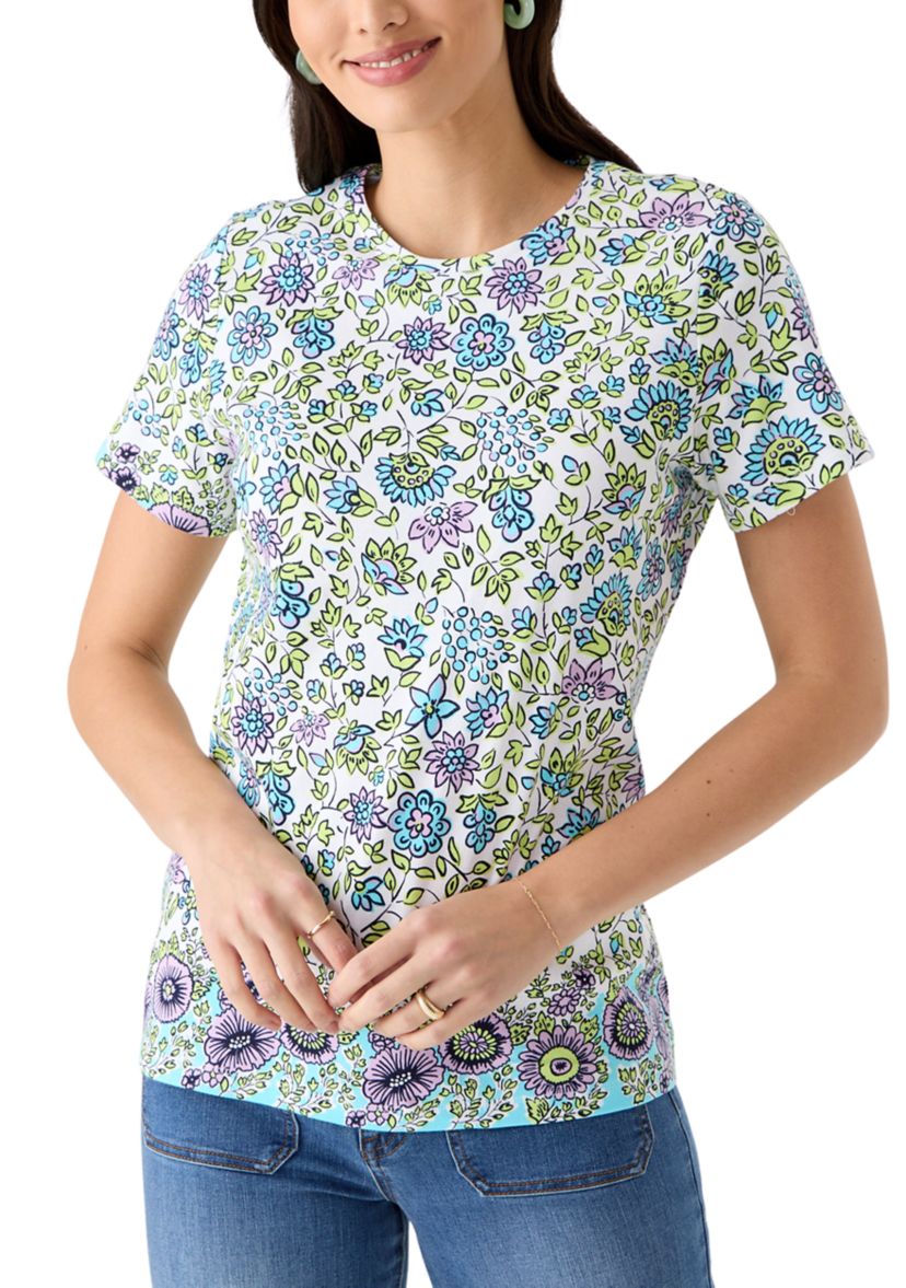 Womens Short Sleeve Placement Print T-Shirt
