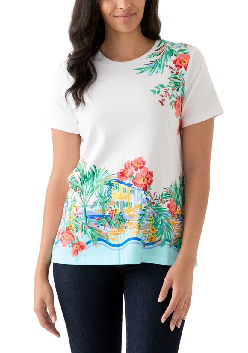 Womens Short Sleeve Placement Print T-Shirt