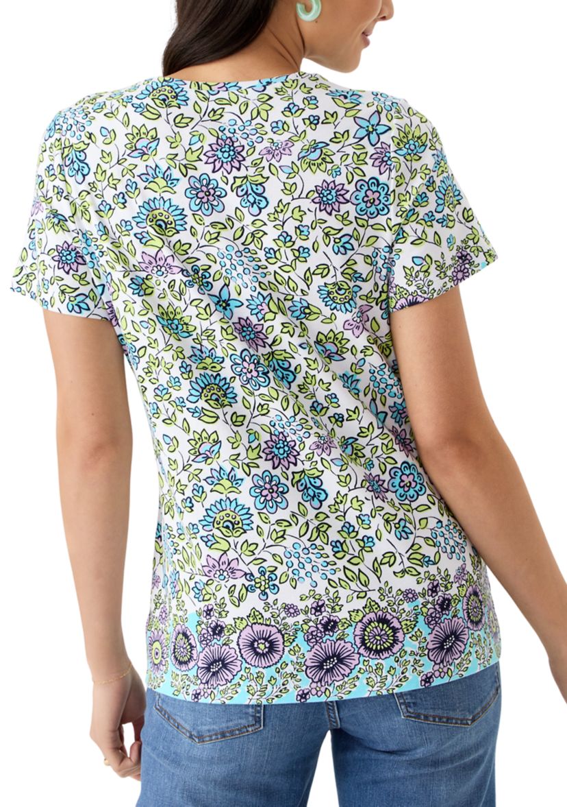 Womens Short Sleeve Placement Print T-Shirt