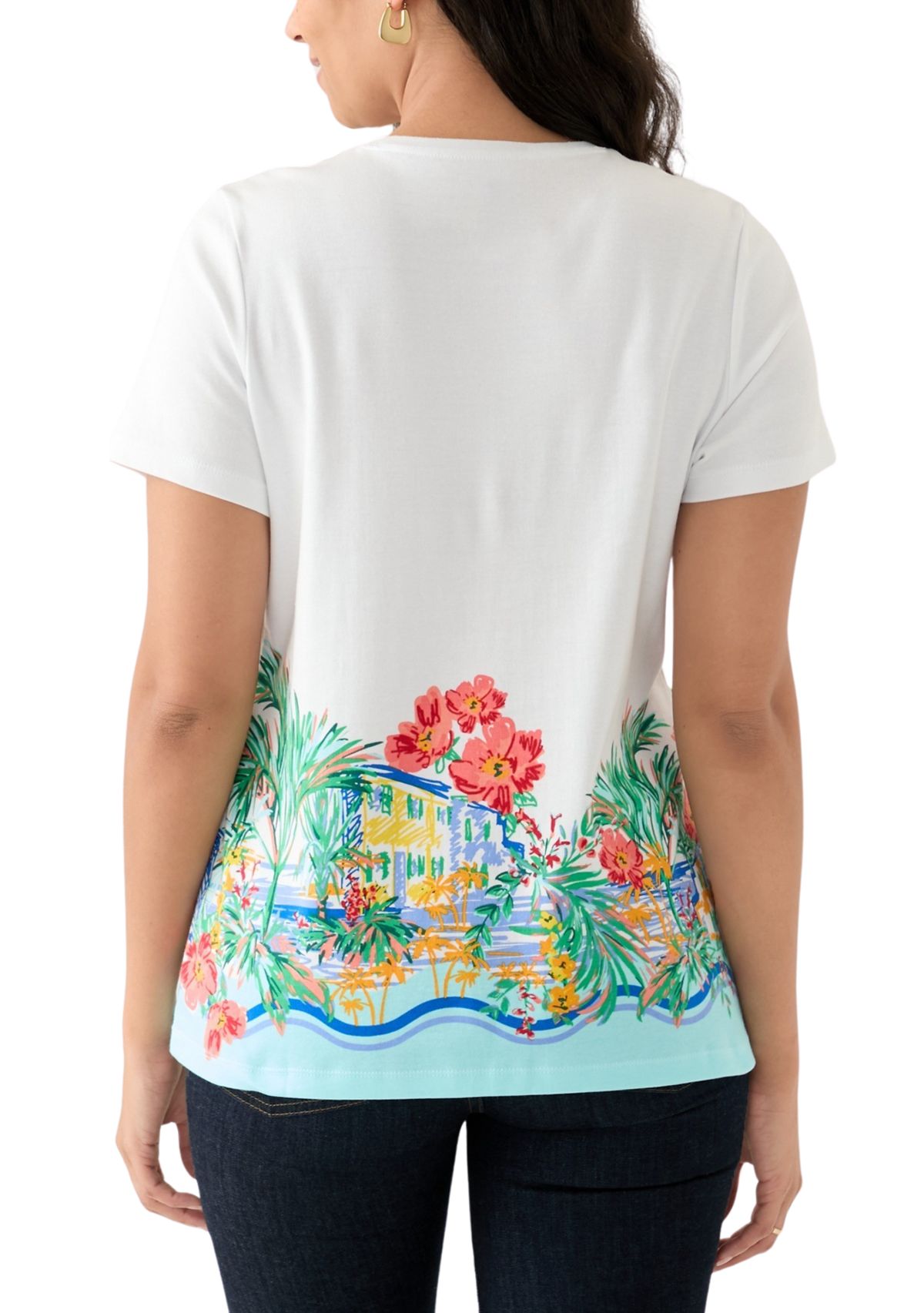 Womens Short Sleeve Placement Print T-Shirt