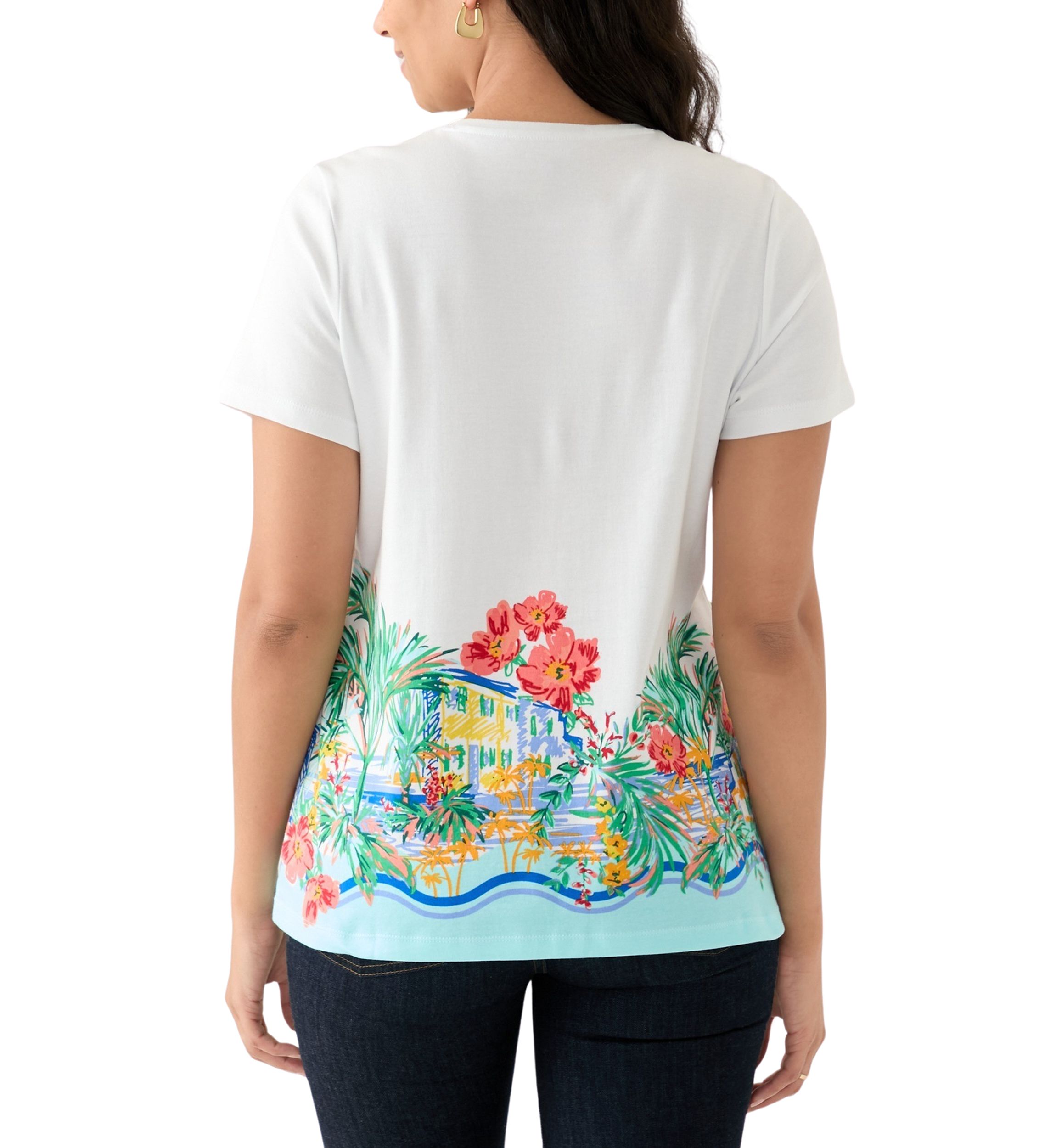 Womens Short Sleeve Placement Print T-Shirt