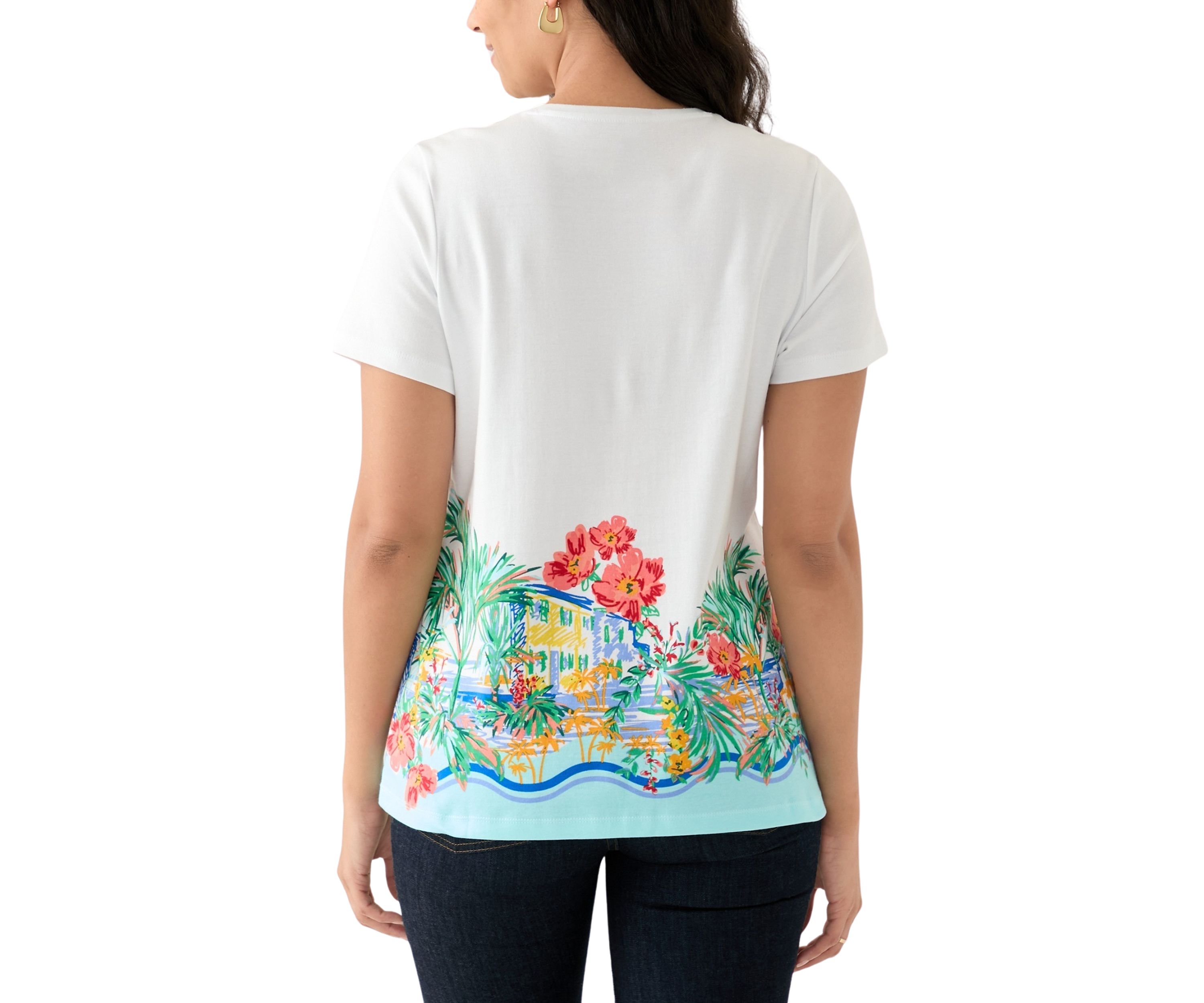Womens Short Sleeve Placement Print T-Shirt