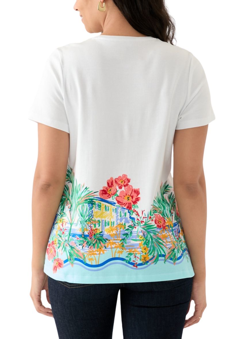 Womens Short Sleeve Placement Print T-Shirt