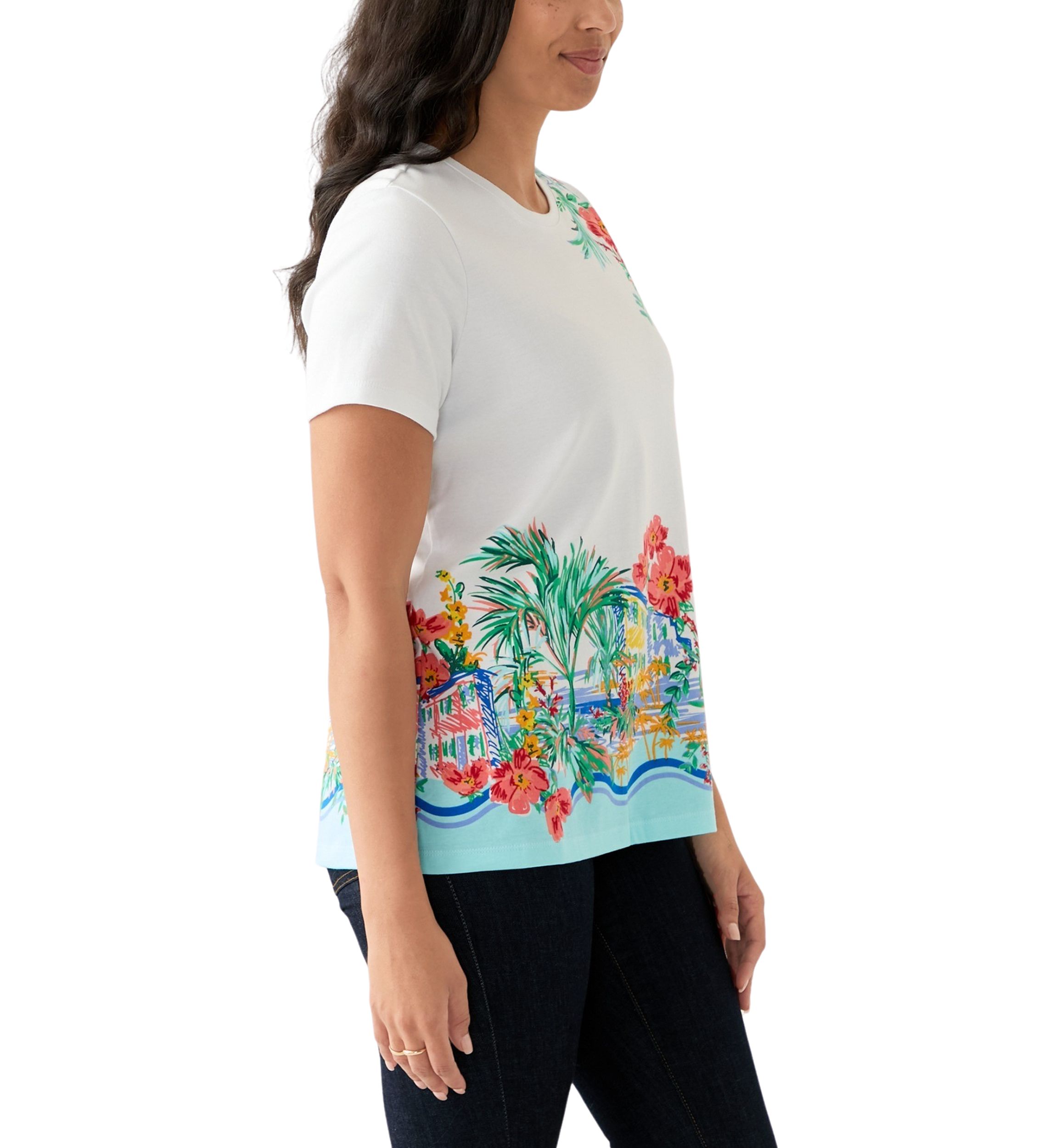 Womens Short Sleeve Placement Print T-Shirt
