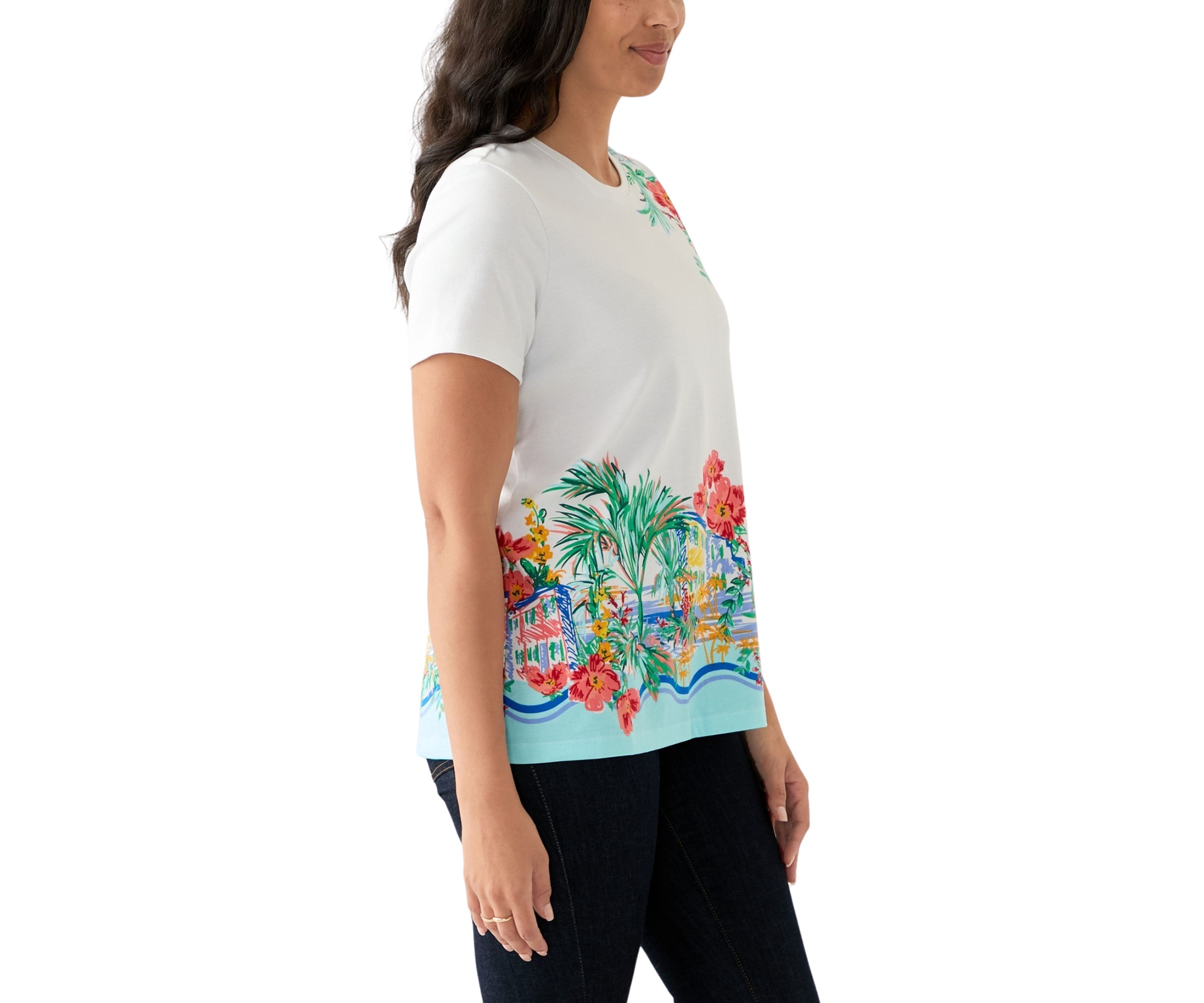 Womens Short Sleeve Placement Print T-Shirt