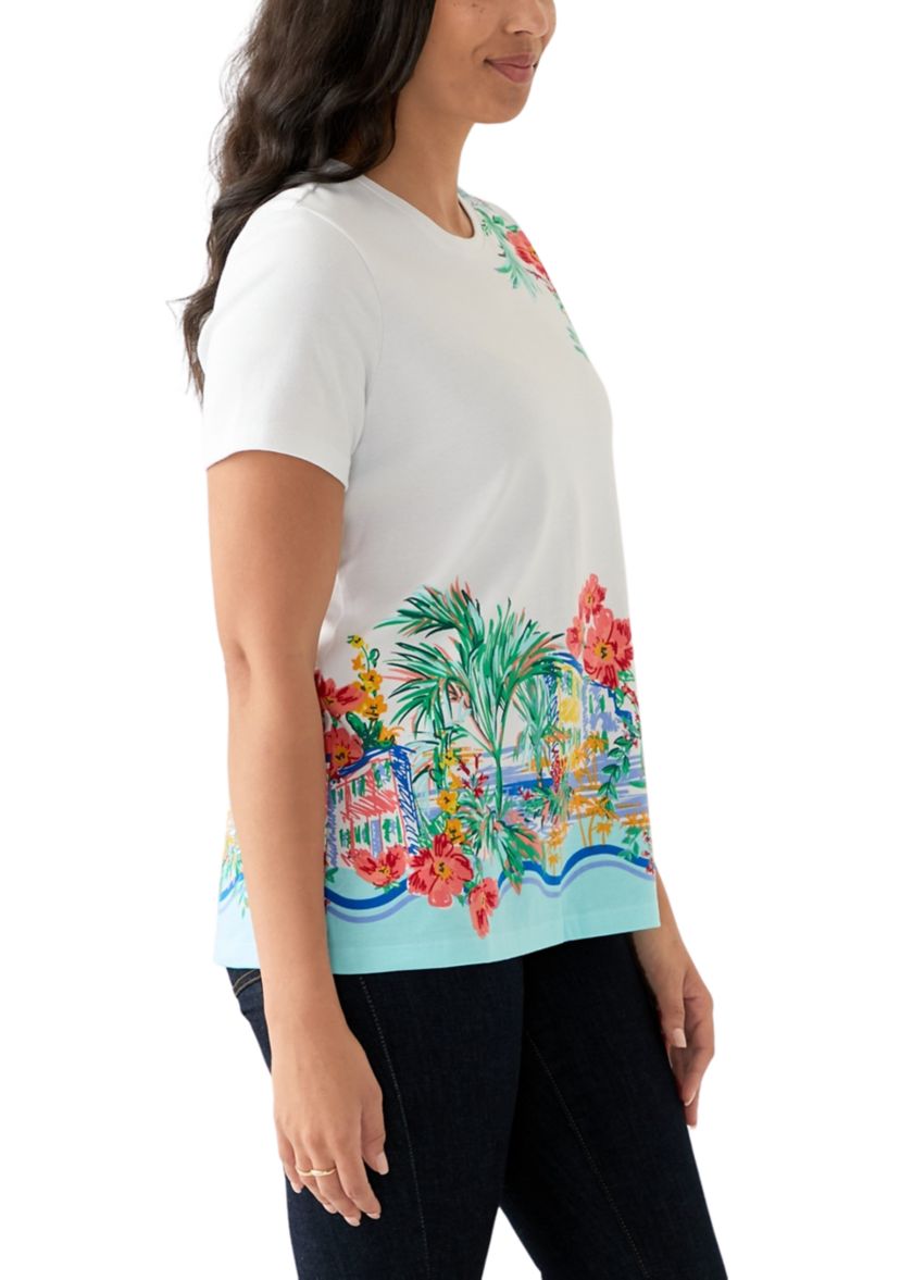 Womens Short Sleeve Placement Print T-Shirt