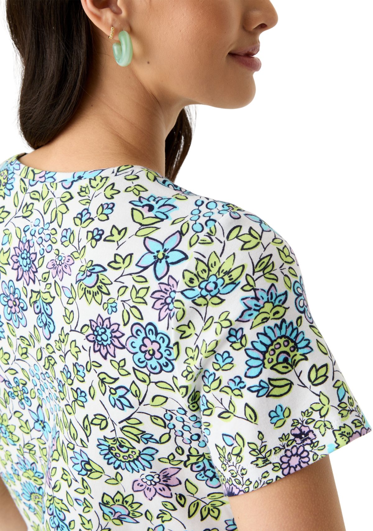 Womens Short Sleeve Placement Print T-Shirt