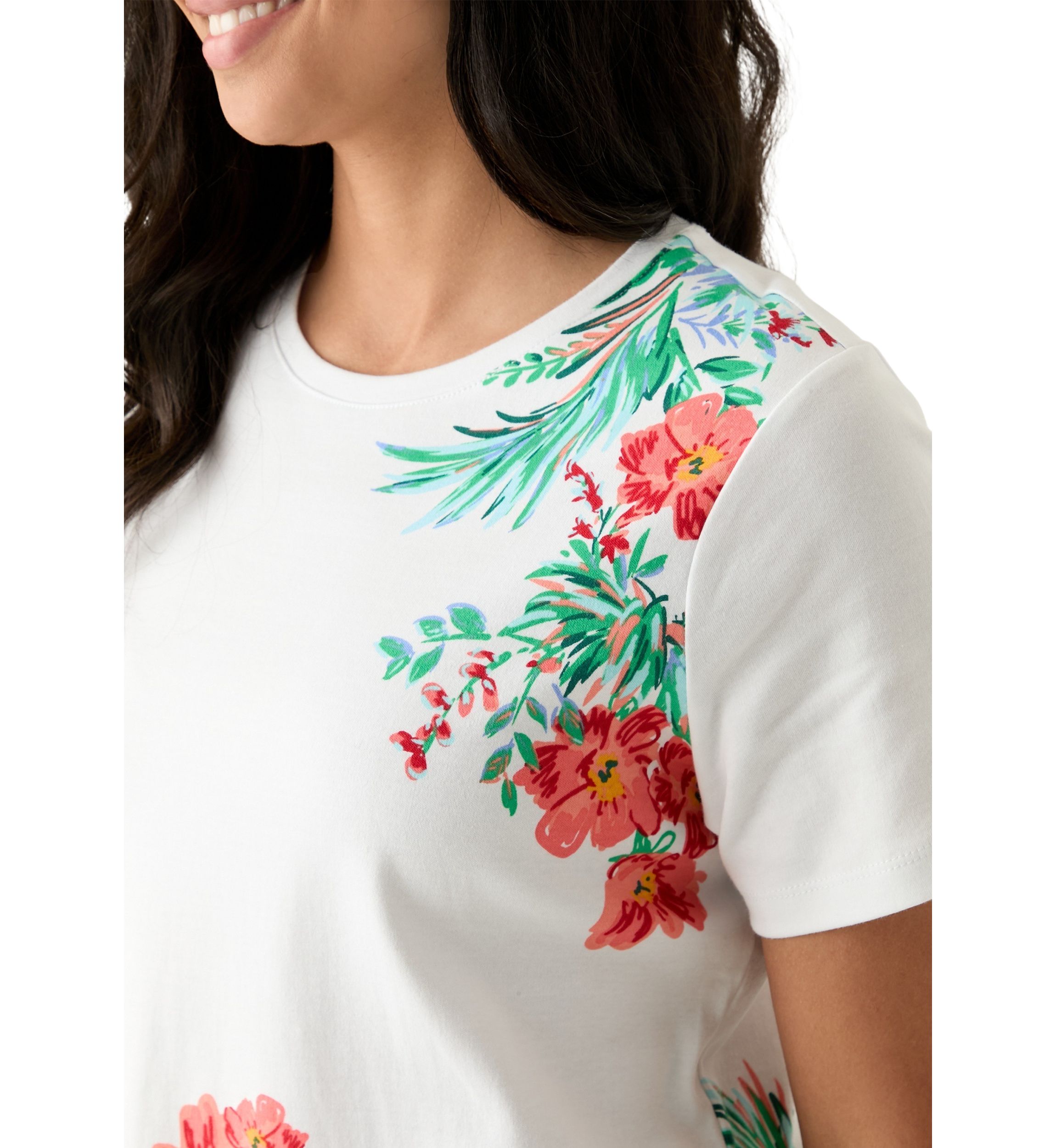 Womens Short Sleeve Placement Print T-Shirt