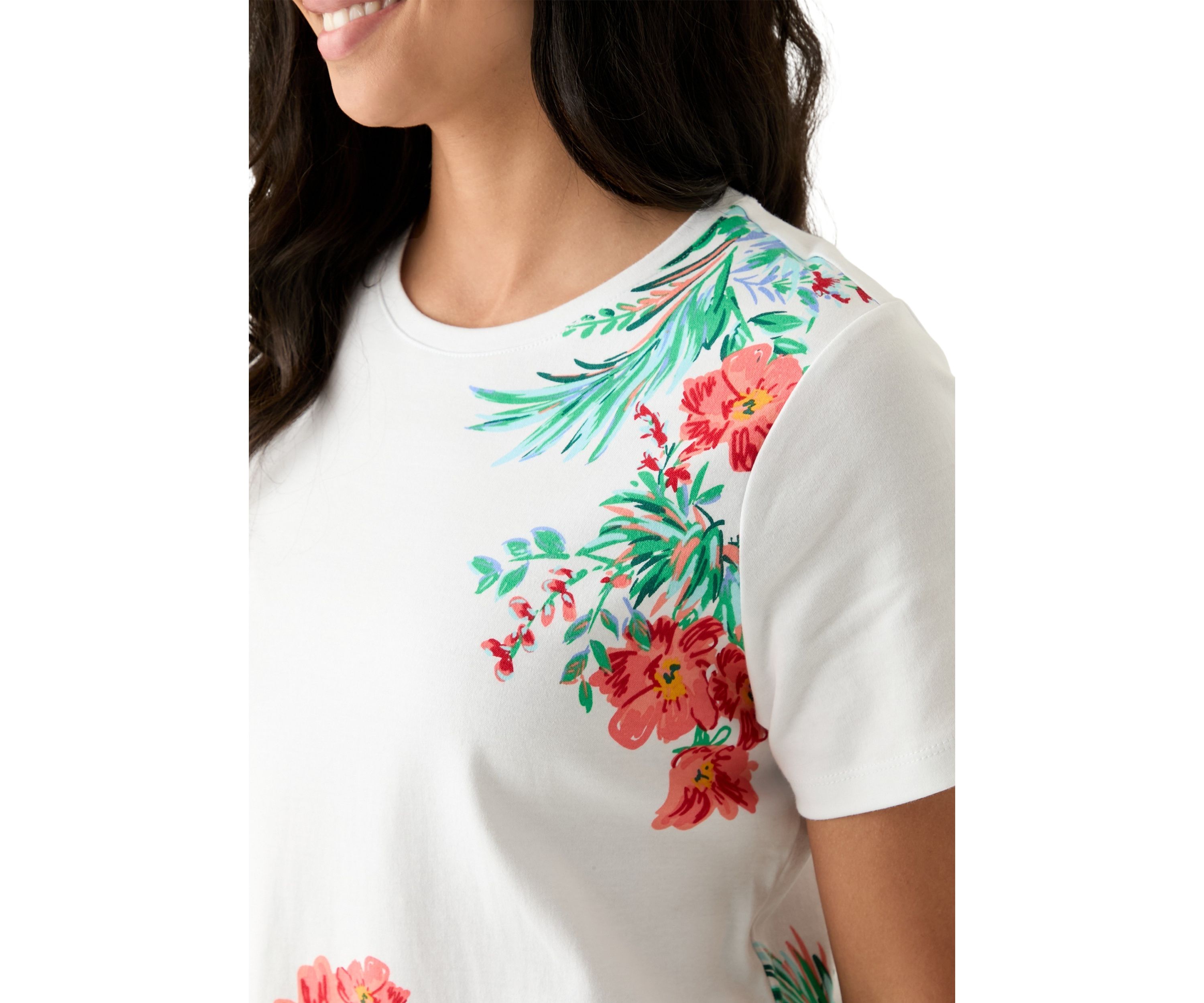 Womens Short Sleeve Placement Print T-Shirt