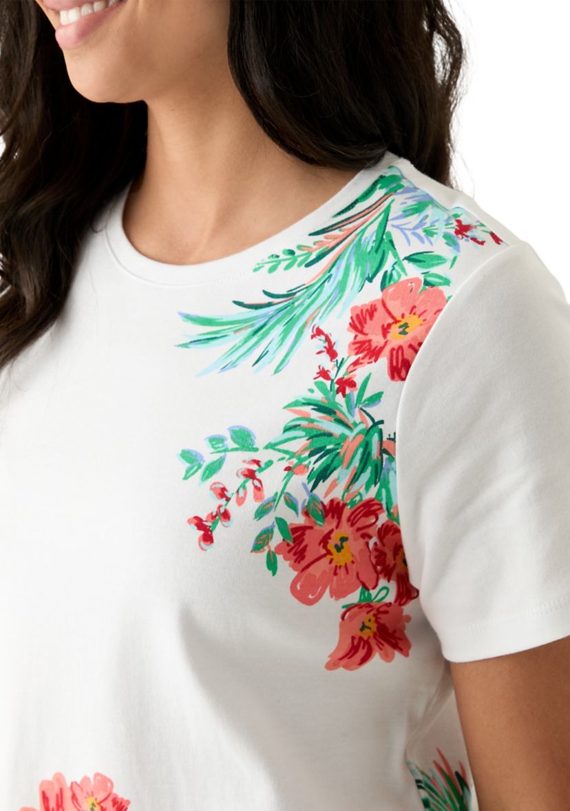 Womens Short Sleeve Placement Print T-Shirt