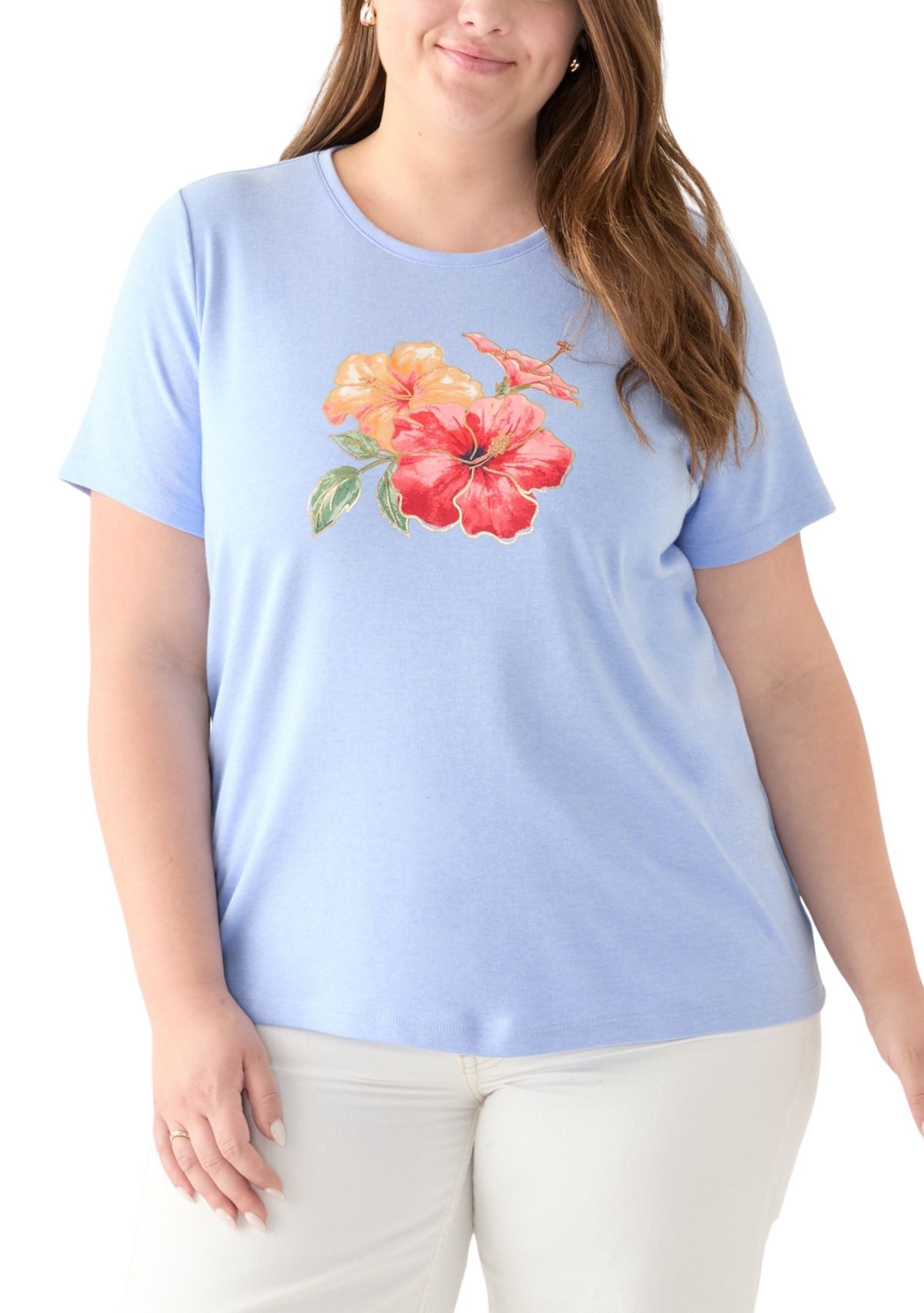 Womens Short Sleeve Crew Neck Graphic T-Shirt