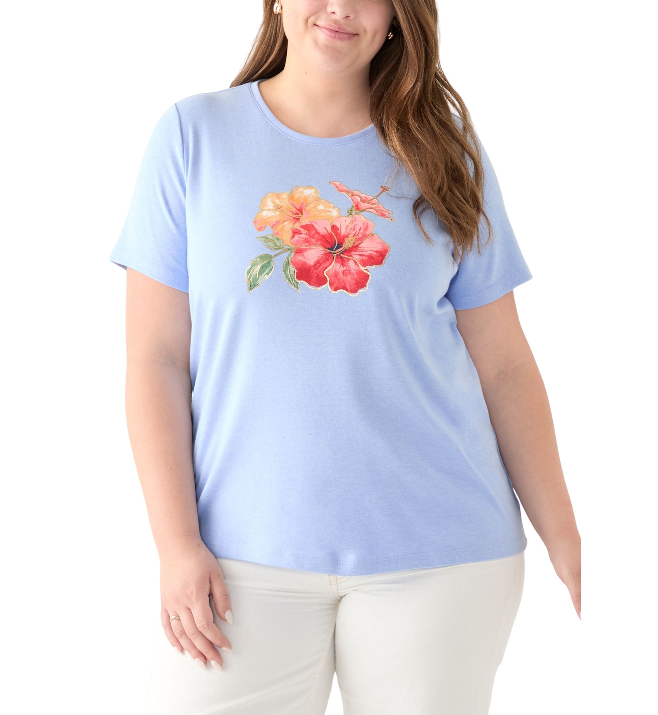 Womens Short Sleeve Crew Neck Graphic T-Shirt