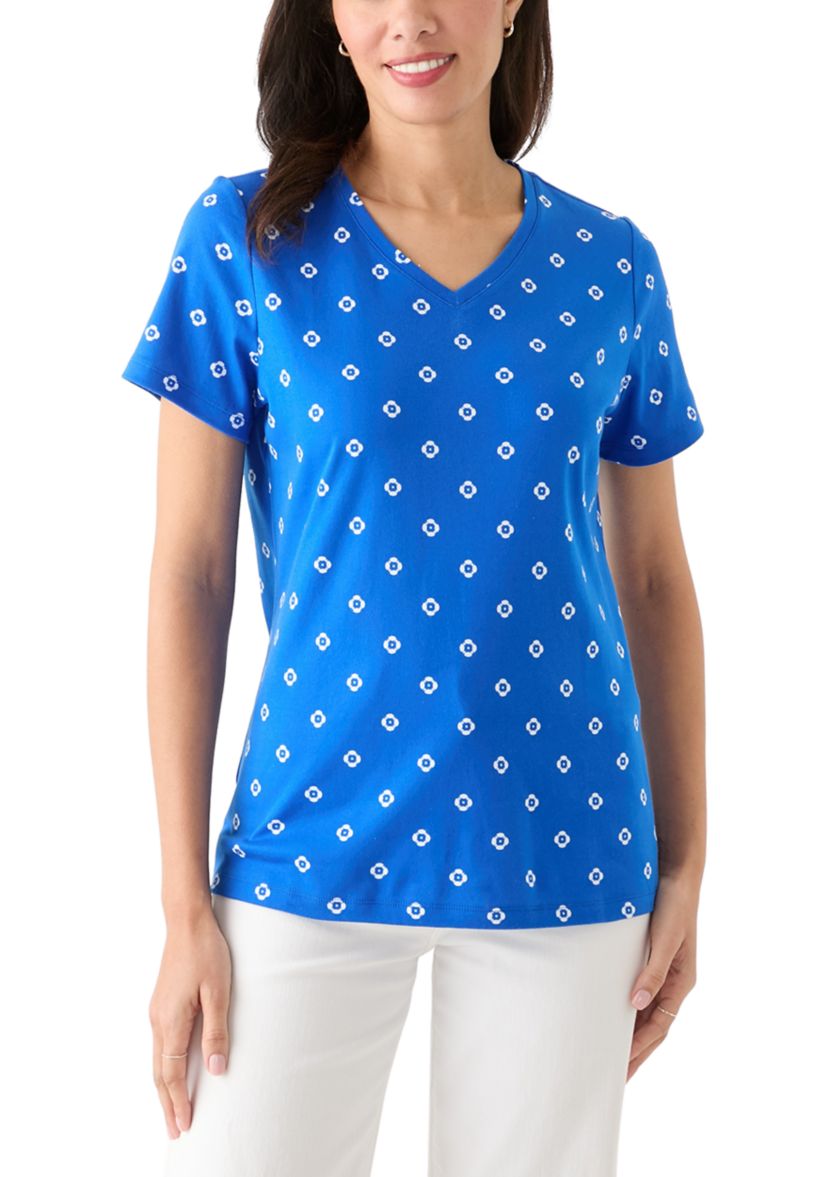 Womens Printed V-Neck Top