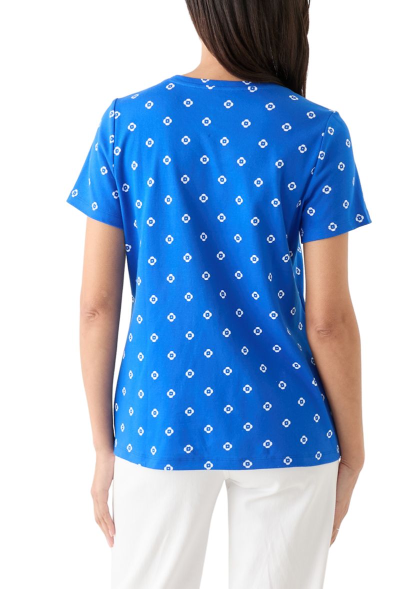 Womens Printed V-Neck Top
