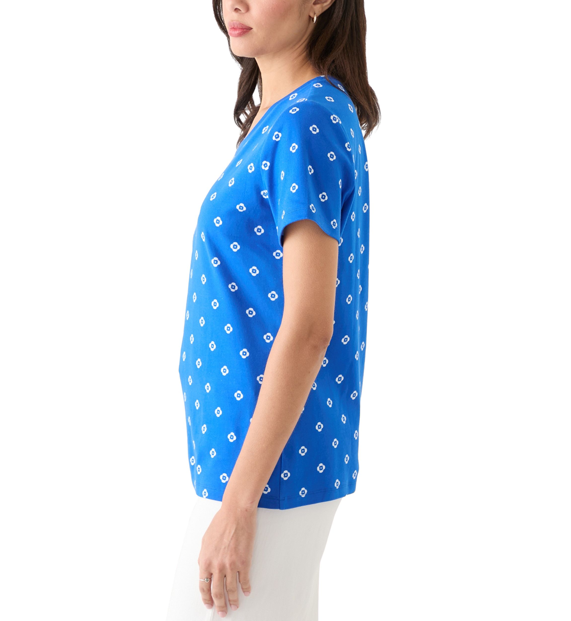 Womens Printed V-Neck Top