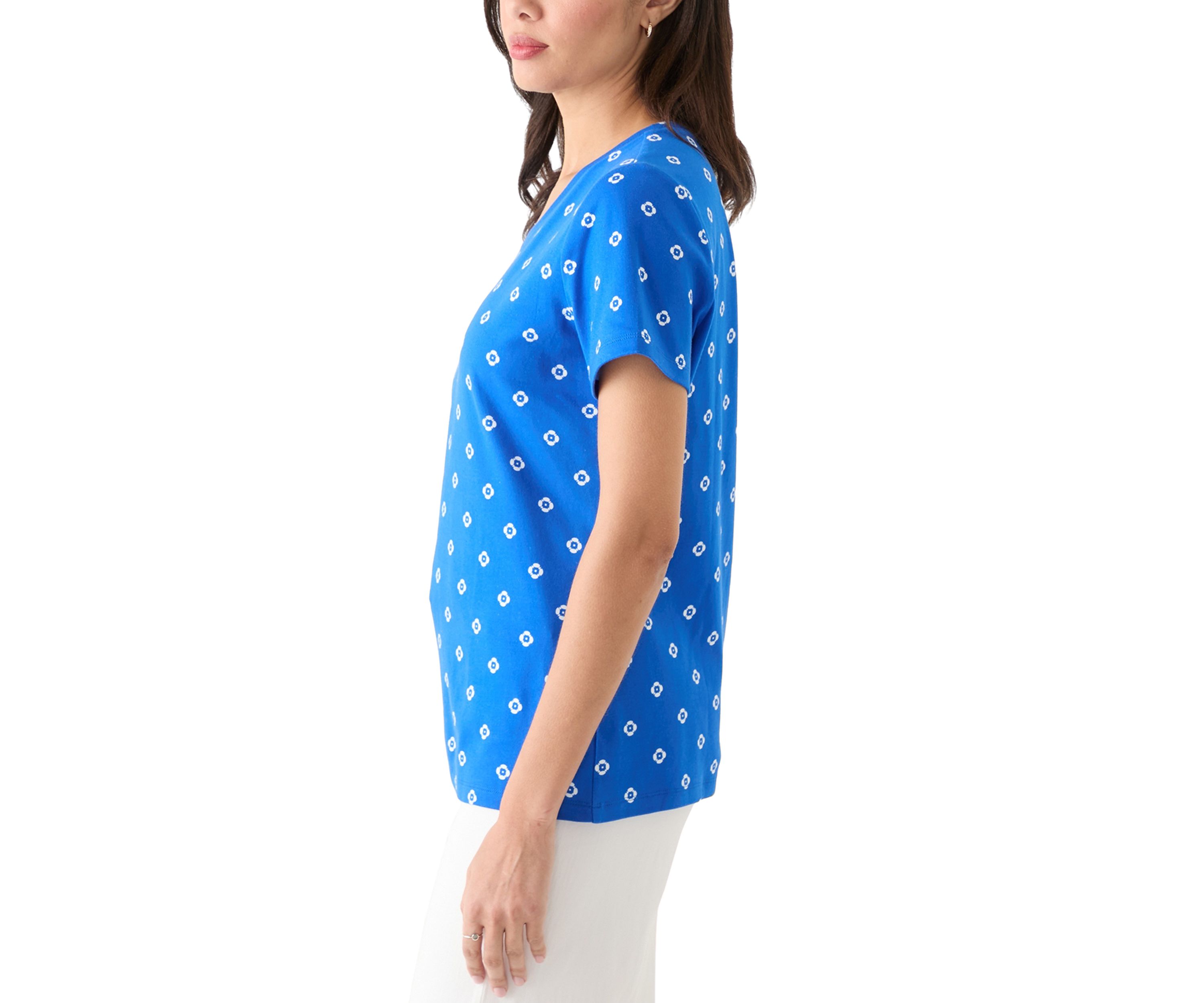 Womens Printed V-Neck Top