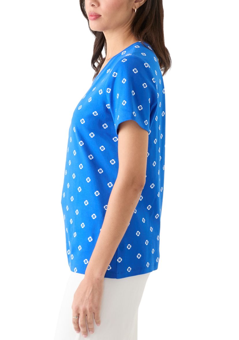 Womens Printed V-Neck Top