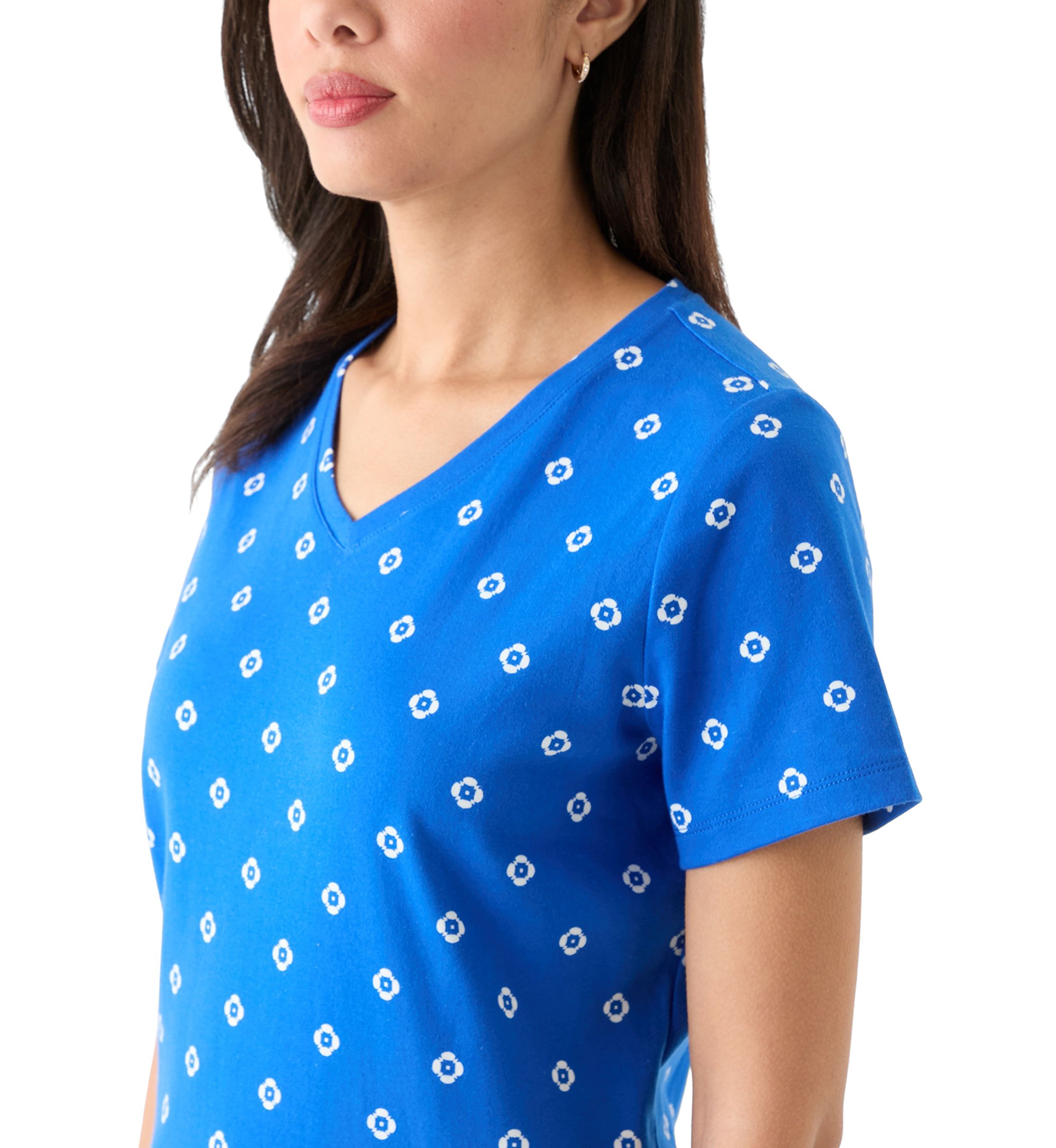 Womens Printed V-Neck Top