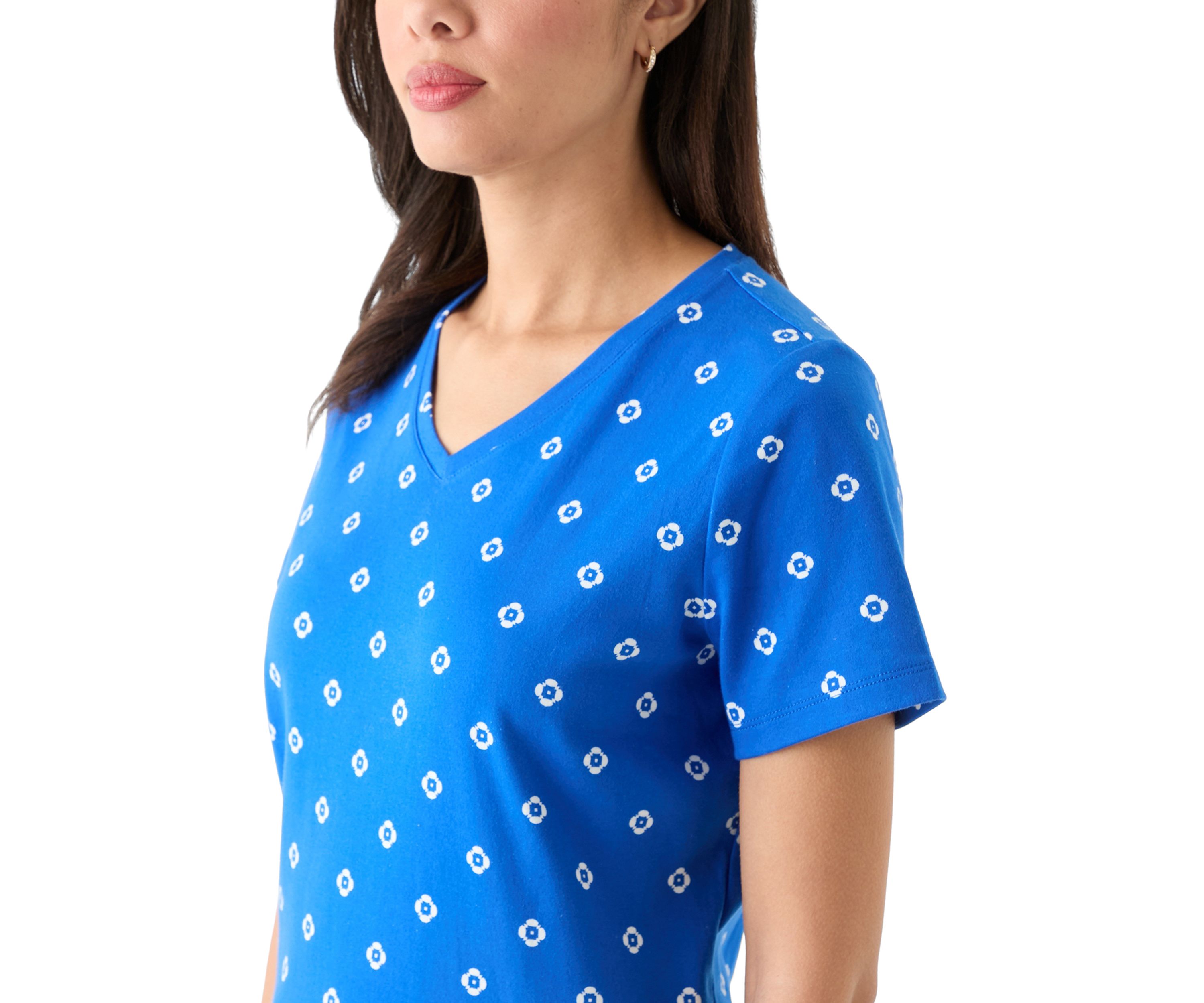 Womens Printed V-Neck Top