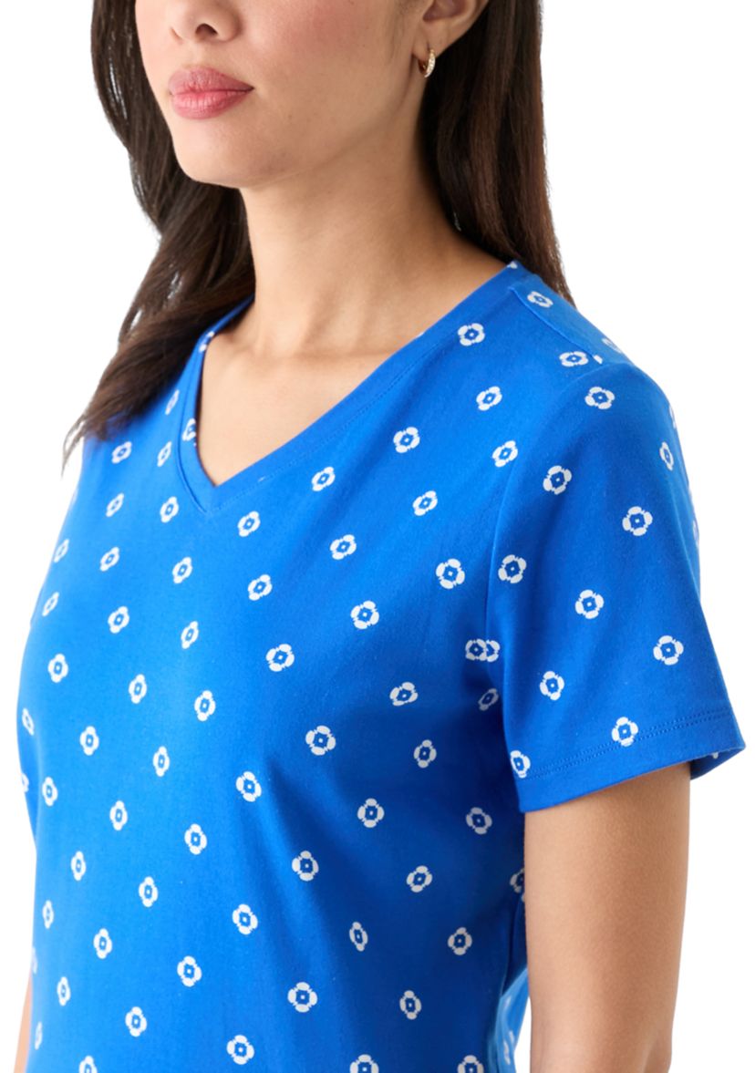 Womens Printed V-Neck Top