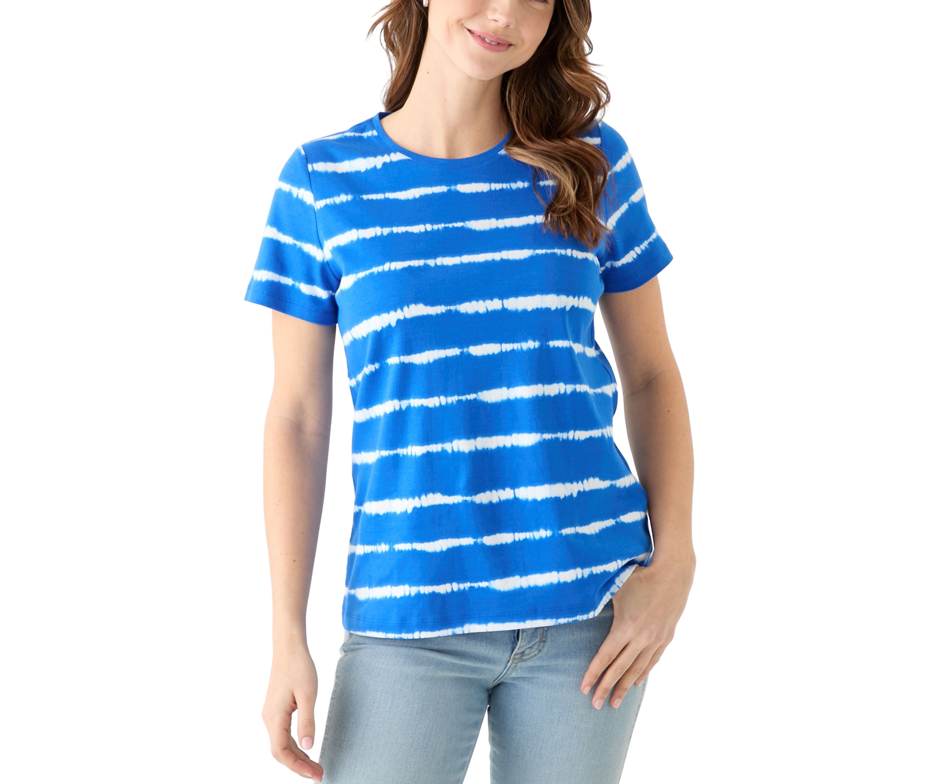 Womens Short Sleeve Crew Neck Printed T-Shirt 