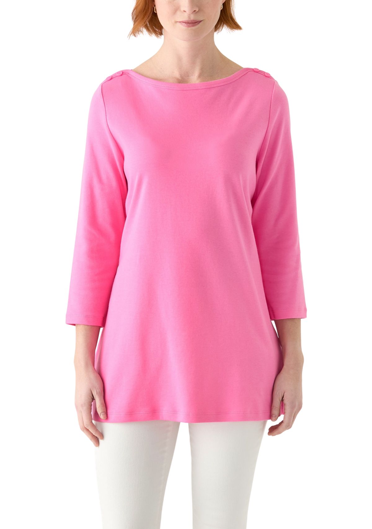 Womens 3/4 Sleeve Boat Neck Top 