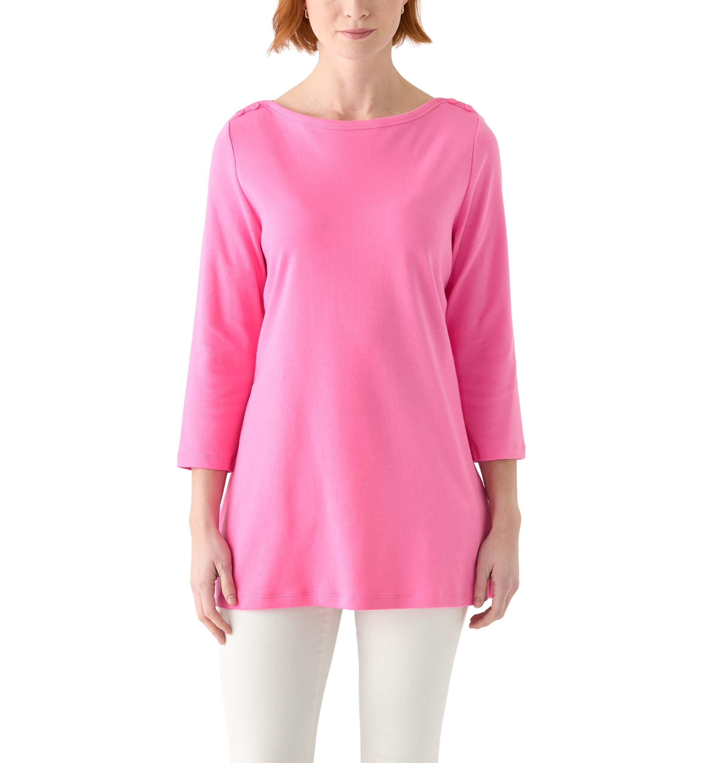 Womens 3/4 Sleeve Boat Neck Top 