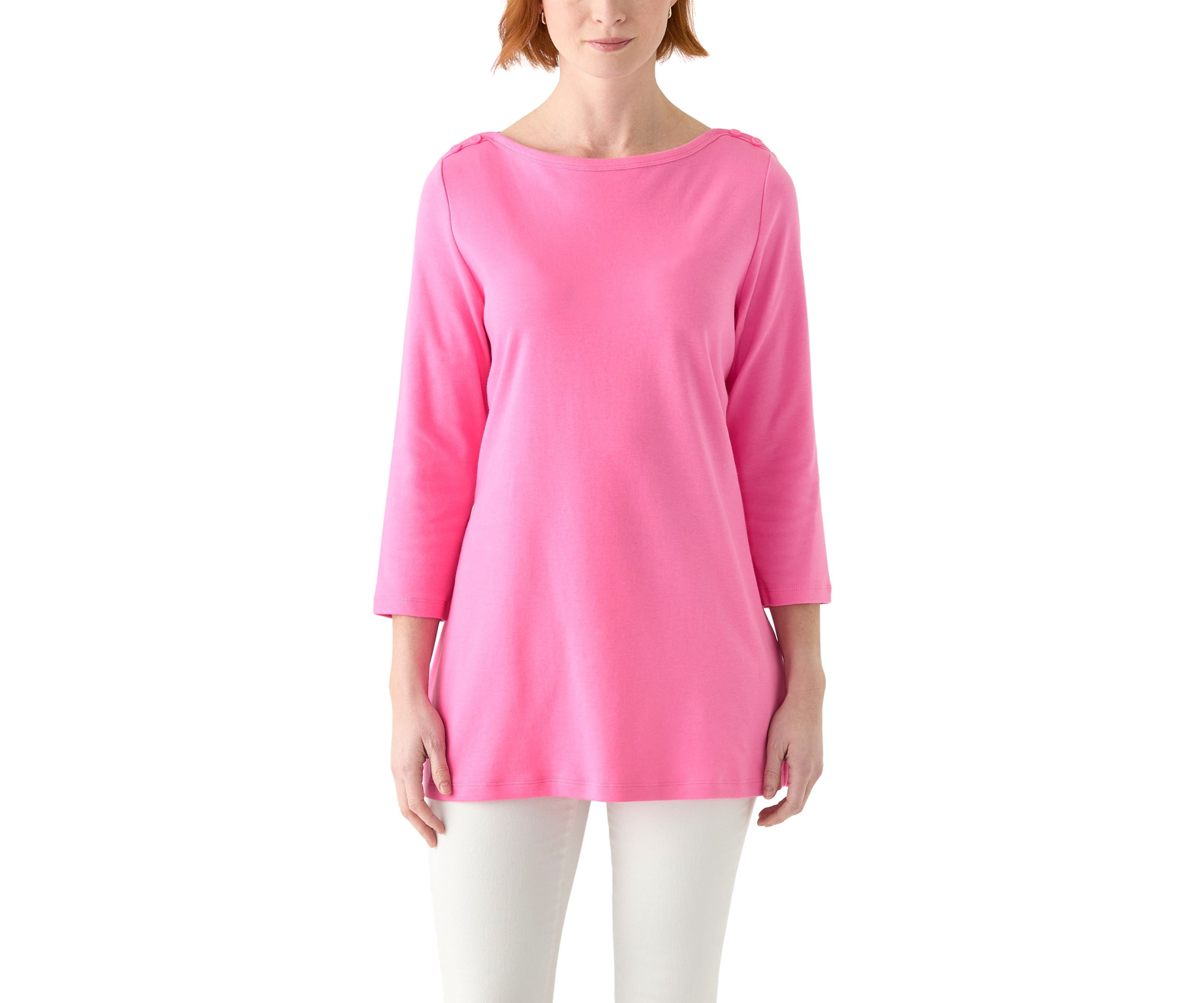 Womens 3/4 Sleeve Boat Neck Top 