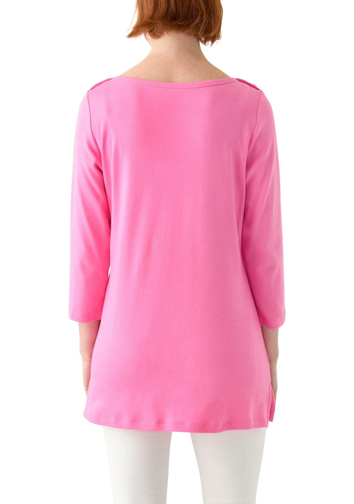 Womens 3/4 Sleeve Boat Neck Top 