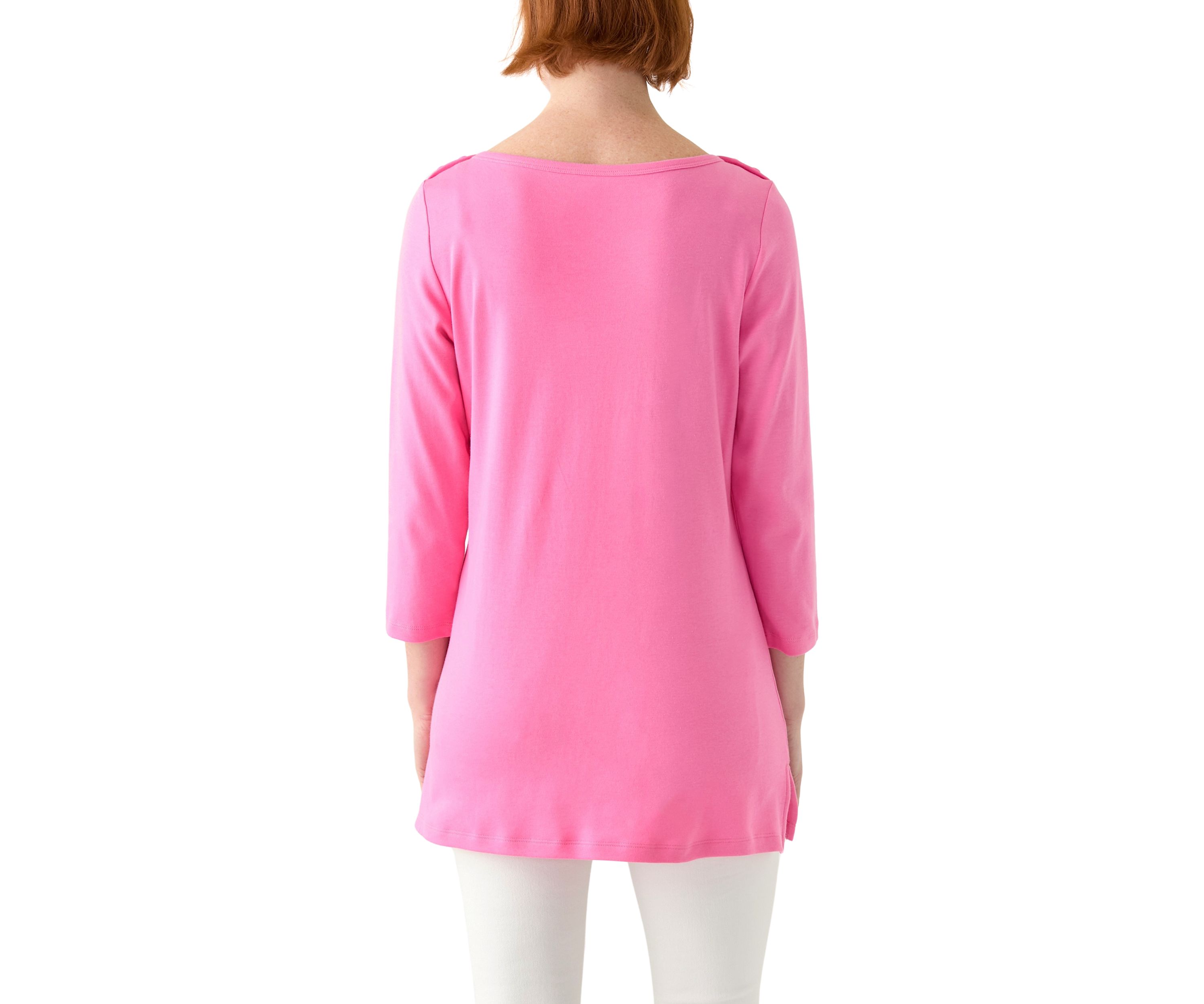 Womens 3/4 Sleeve Boat Neck Top 