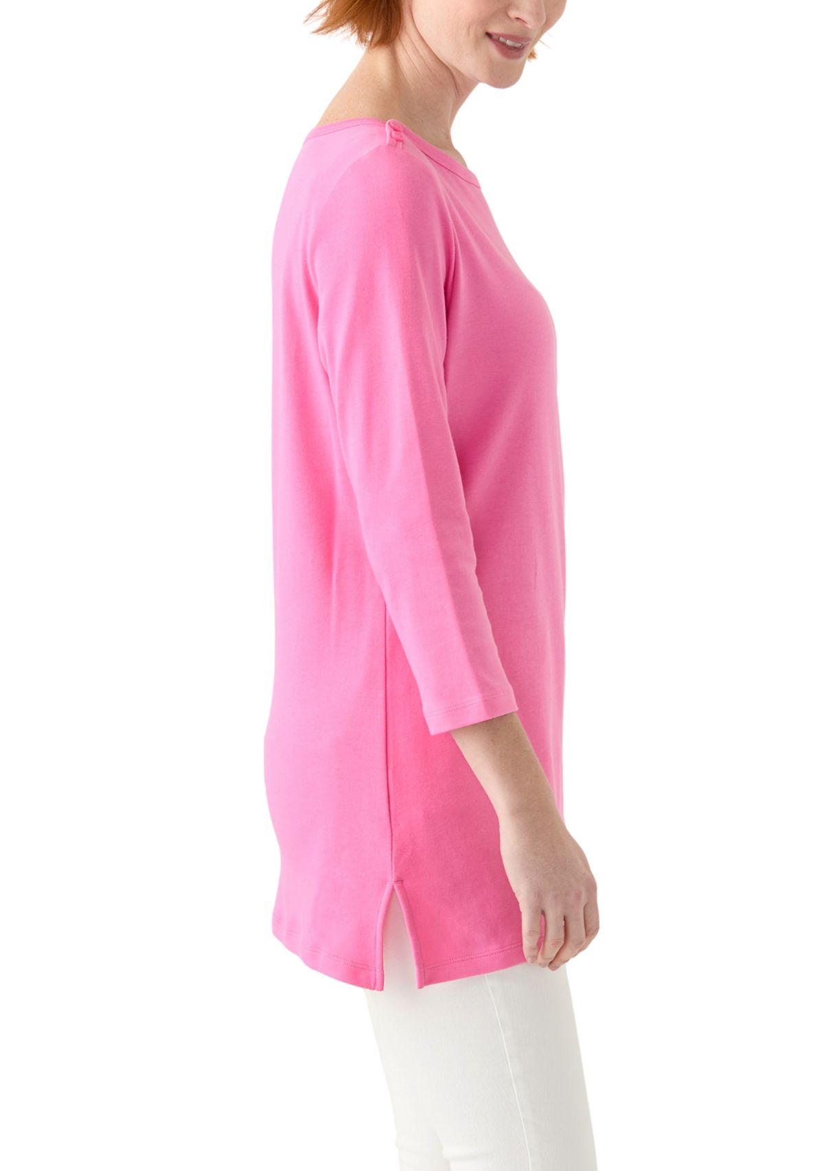 Womens 3/4 Sleeve Boat Neck Top 