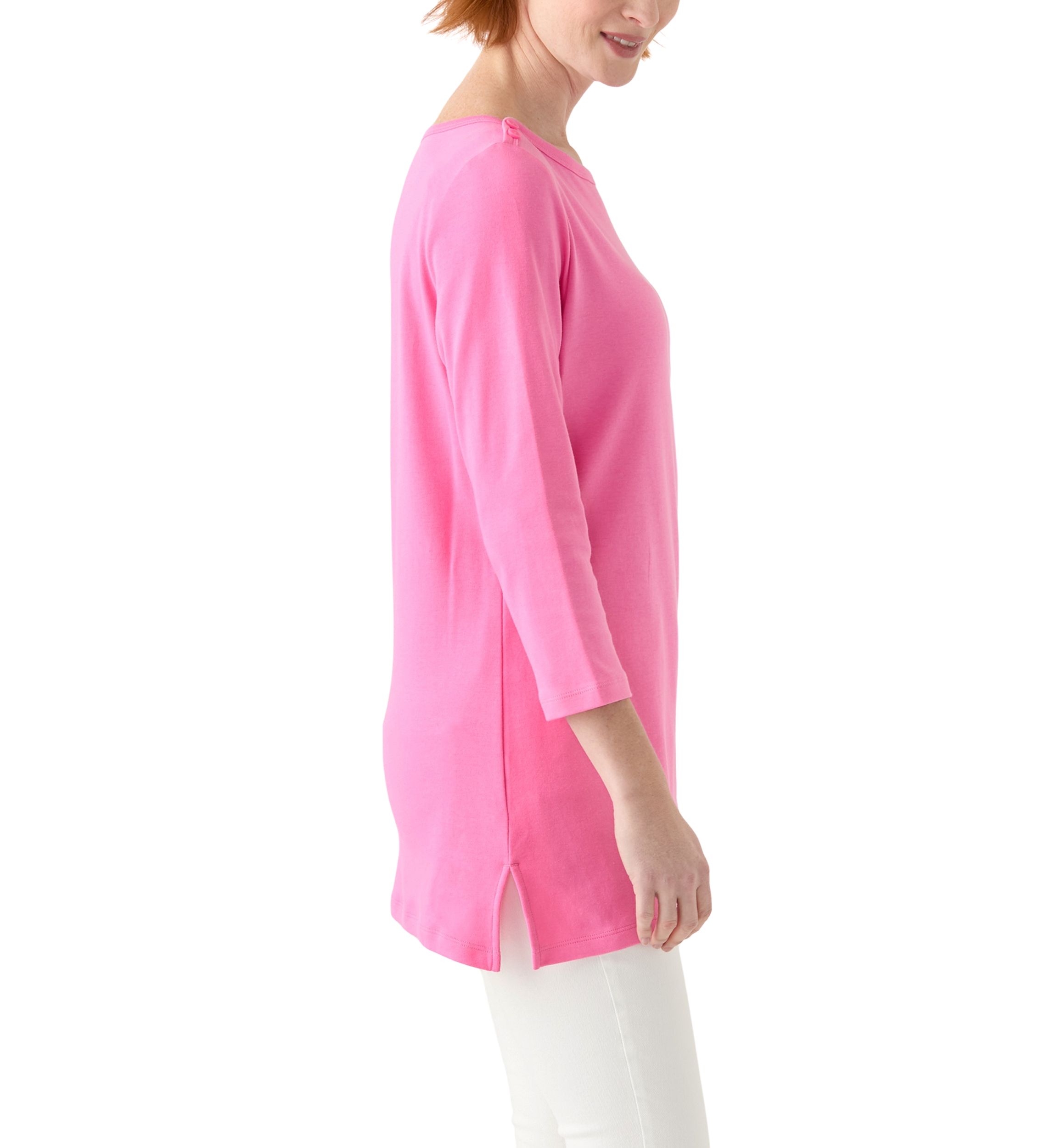 Womens 3/4 Sleeve Boat Neck Top 