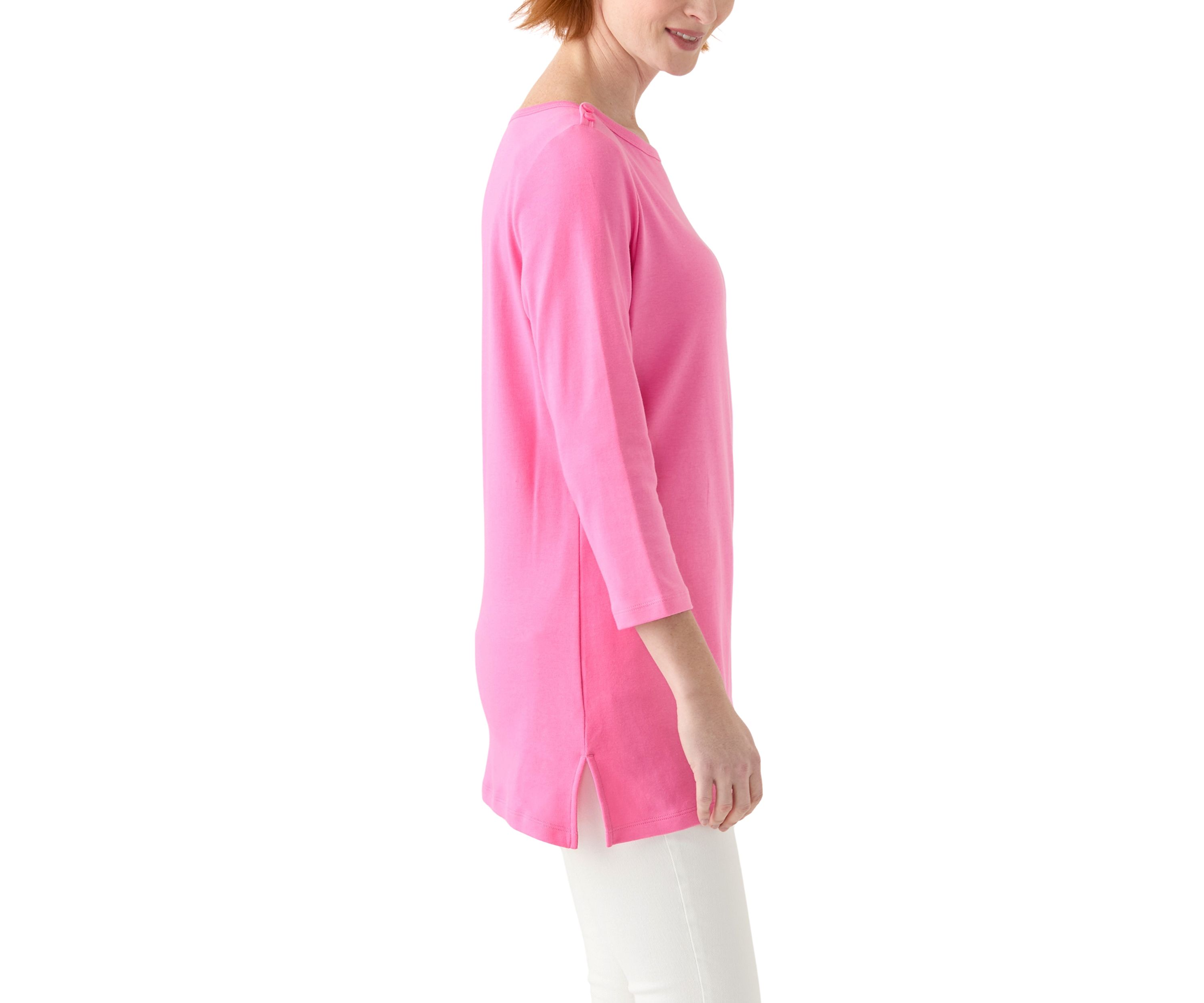 Womens 3/4 Sleeve Boat Neck Top 