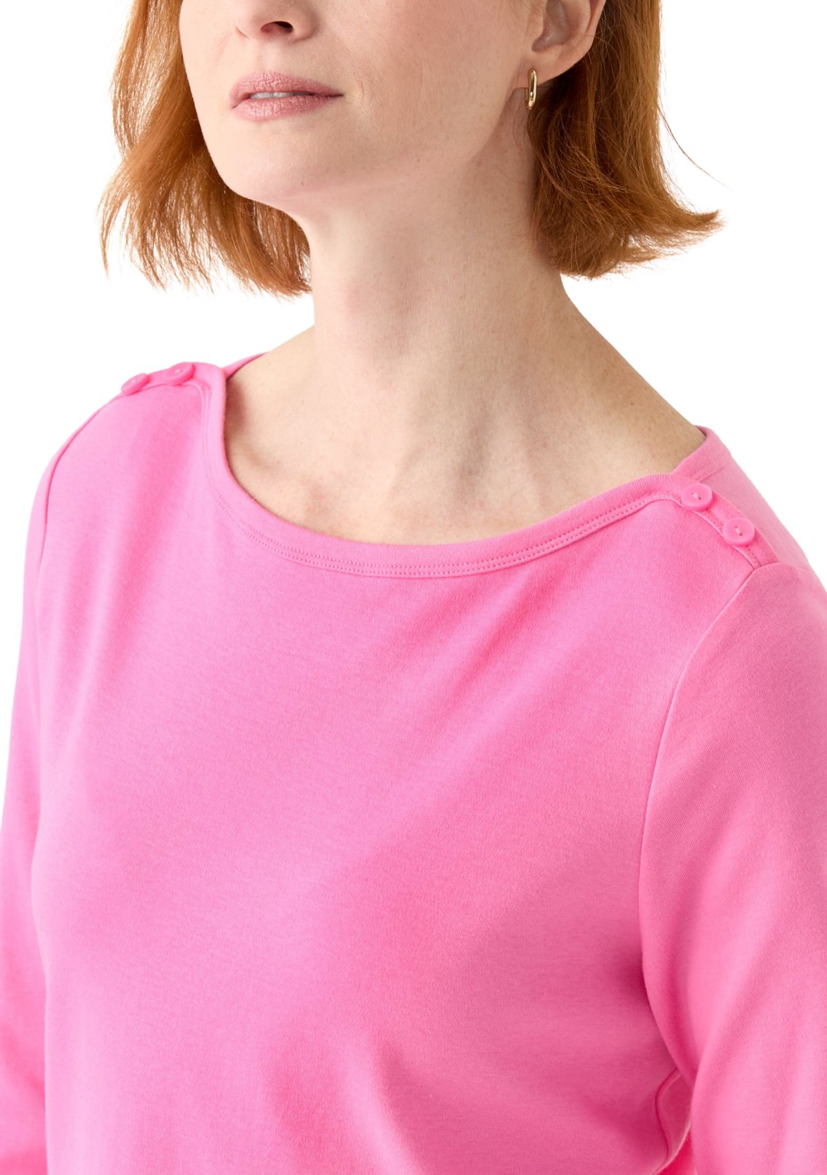 Womens 3/4 Sleeve Boat Neck Top 